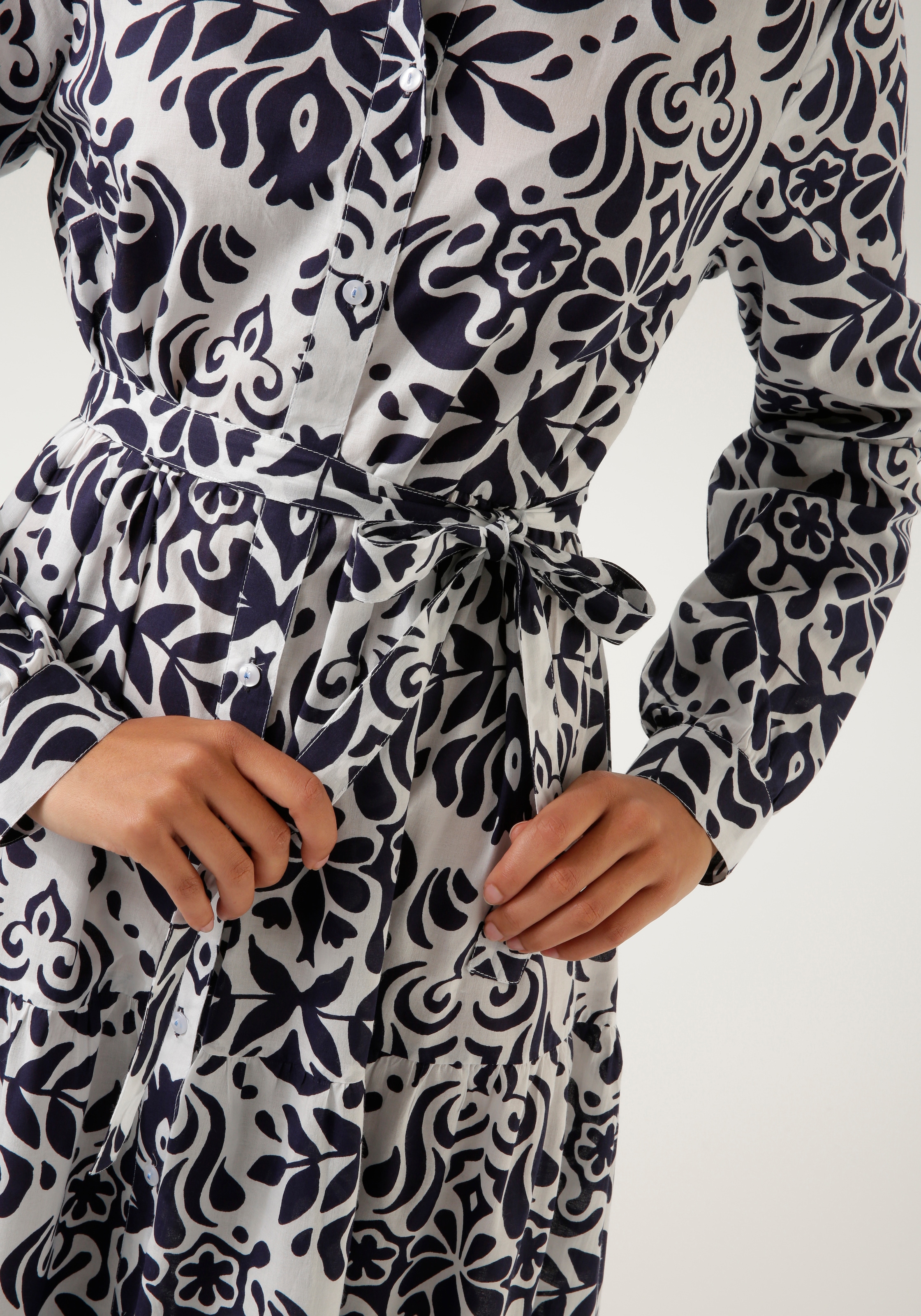 Aniston CASUAL Blusenkleid, mit graphischem Blumendruck - jedes Teil ein Unikat - NEUE KOLLEKTION