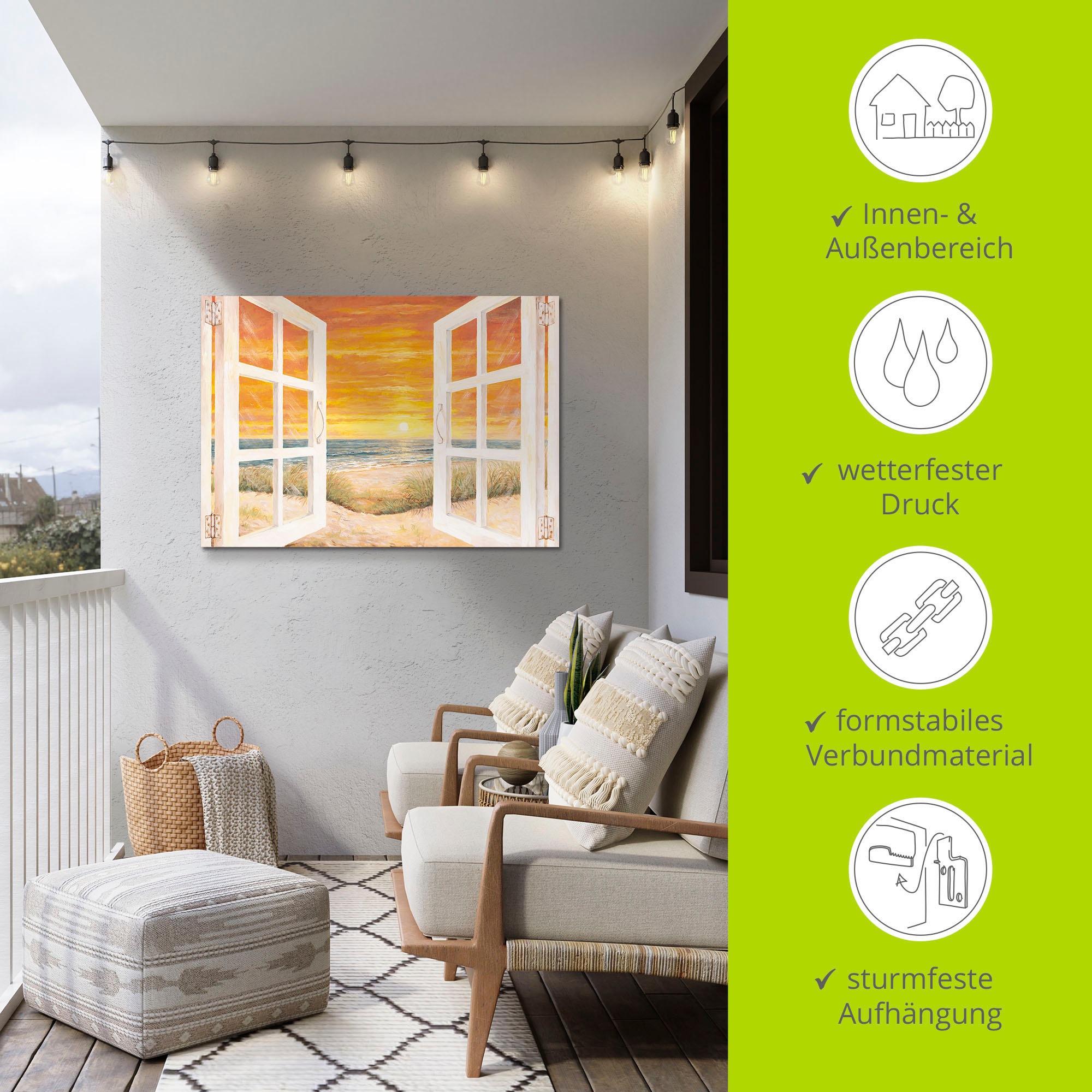 Artland Wandbild »Fenster zum Meer«, Meer Bilder, (1 St.), als Alubild, Outdoorbild, Leinwandbild, Wandaufkleber, versch. Grössen