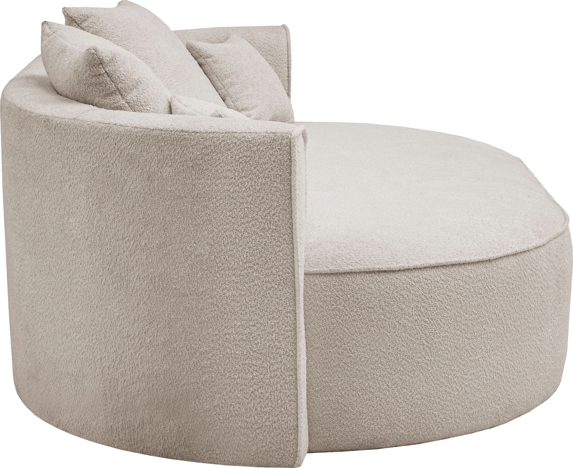 LeGer Home by Lena Gercke 2,5-Sitzer »ISALIE, rundes Loungesofa, mit Kissen, perfekt gepolstert«, moderne Stoffe, mit 4 Zierkissen, extra grosse Sitzfläche
