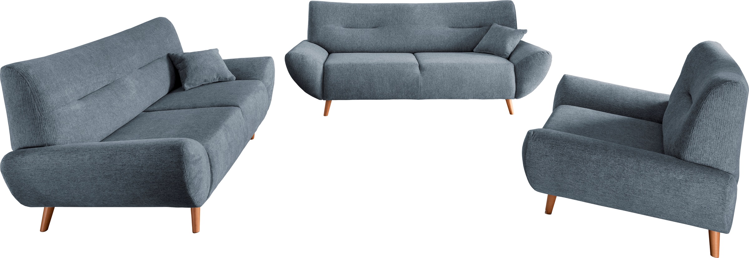 INOSIGN Polstergarnitur »Drago elegant und zeitlos, komfortabel, moderne Formensprache«, (Set, 3 tlg., 3-Sitzer, 2-Sitzer und Sessel), als Sessel/Polsterecke erhältlich, versch. Stoffe, inkl. 2 Zierkissen