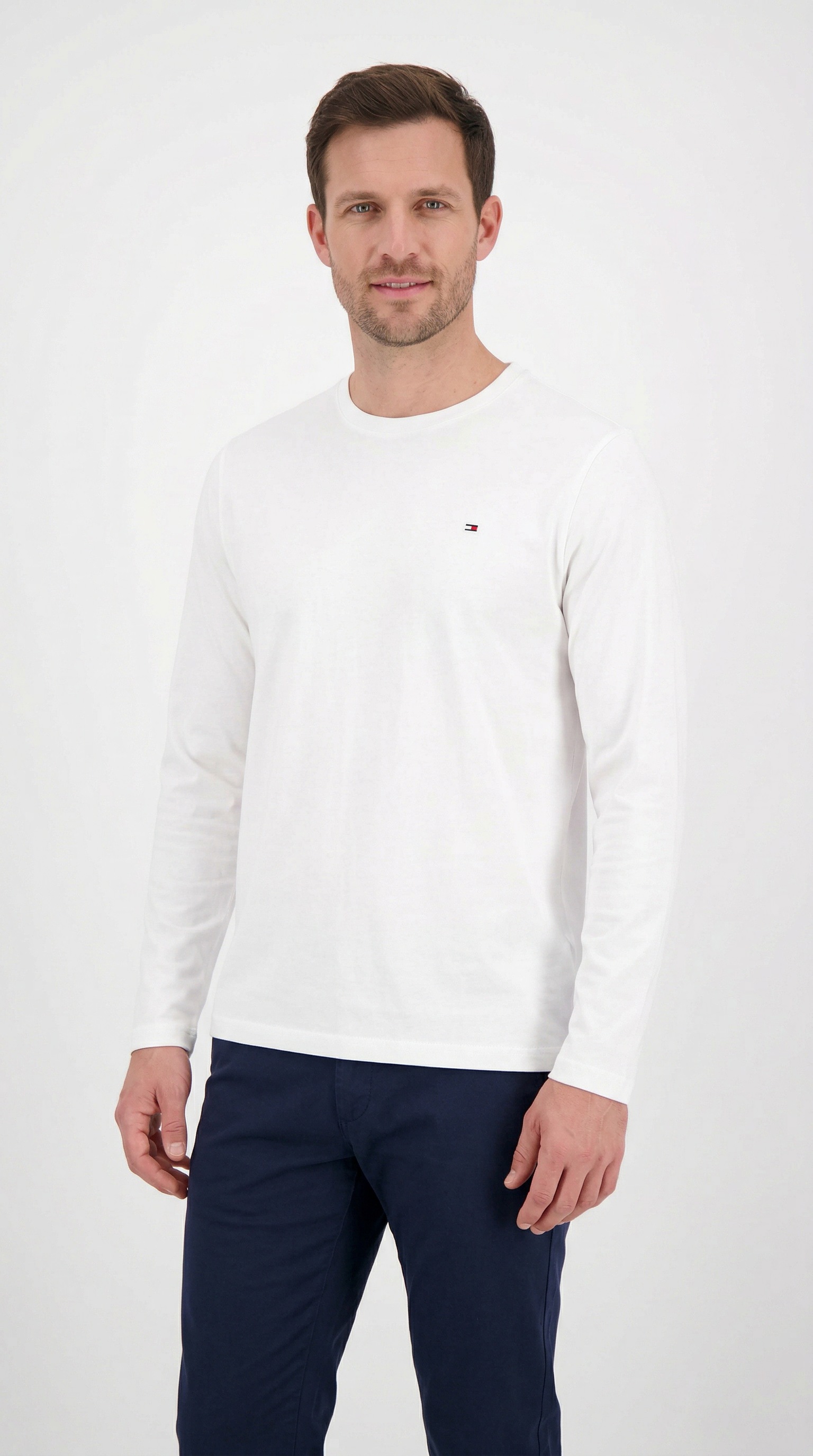 Tommy Hilfiger Big & Tall Longsleeve "BT-STRETCH SLIM FIT TEE-B mit Rundhals und Logo" unifarben, casual, slim fit, Baumwollmix, Rundhals, grosse Grössen