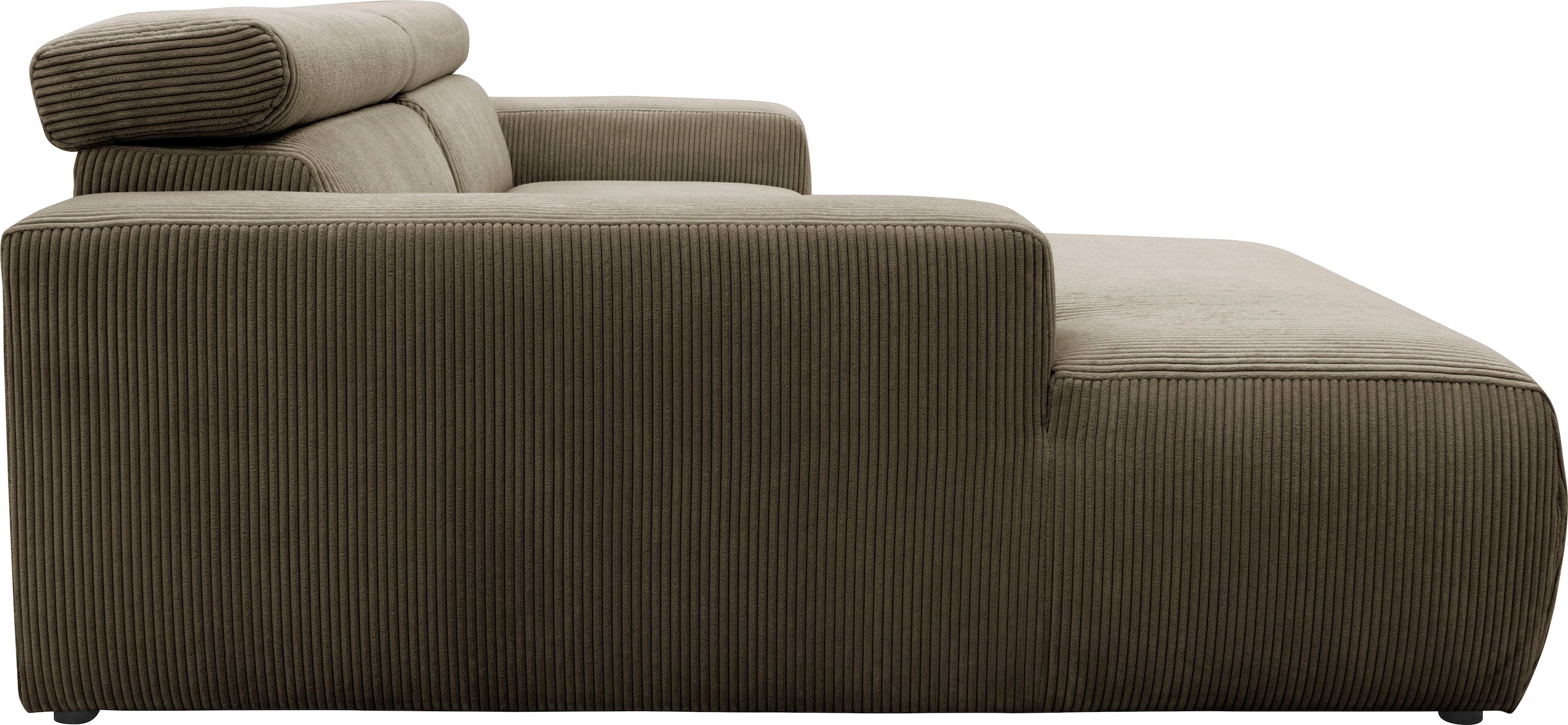 DOMO collection Ecksofa »Brandon B/T: 214/100 cm, belastbar bis 140kg/ Sitz, L-Form«, Cord, schlamm