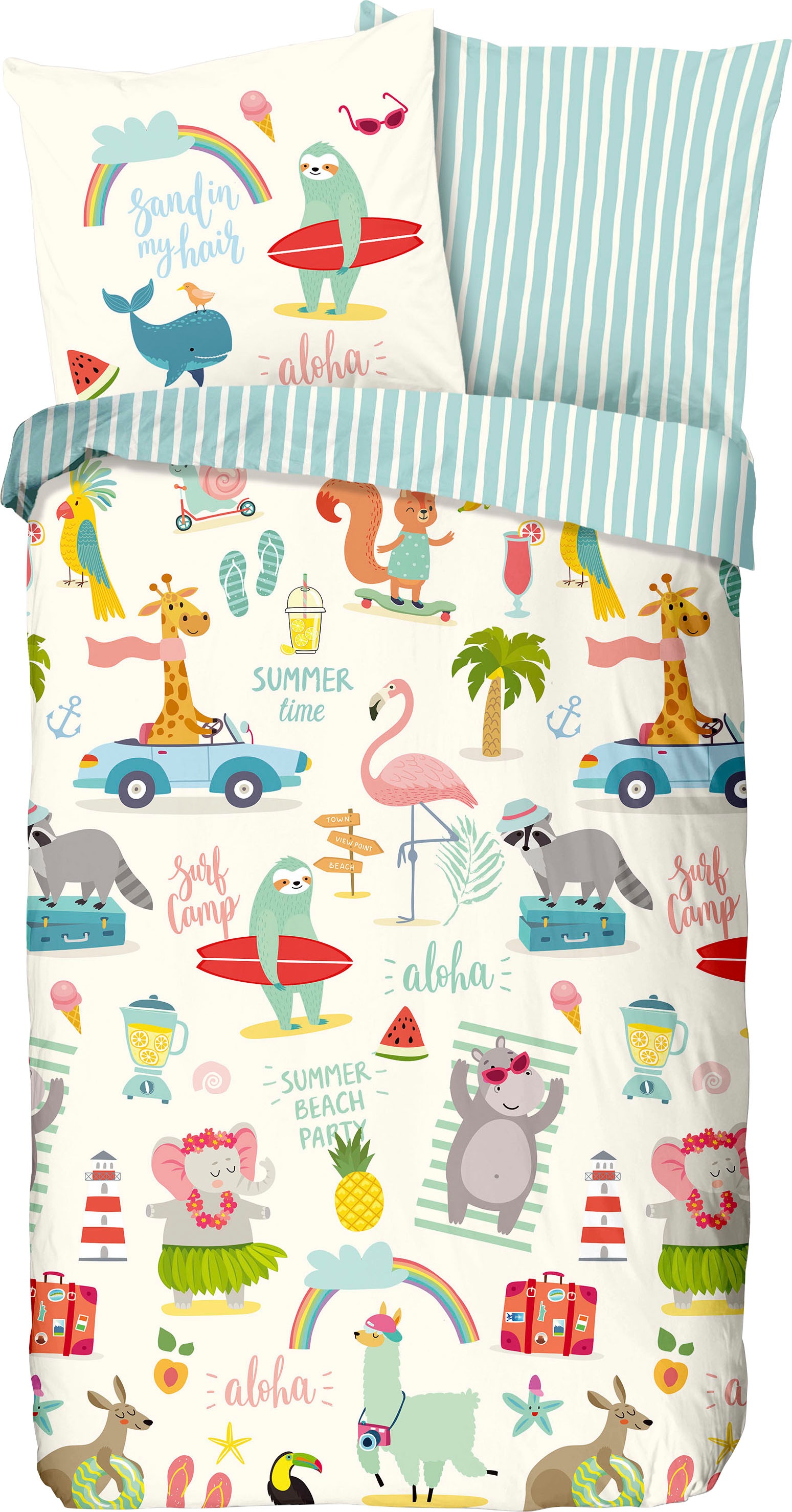 good morning Kinderbettwäsche »Holidays«, Baumwolle, 135x200, Reissverschluss, Wendeoptik, Kind, Strand, Sommer