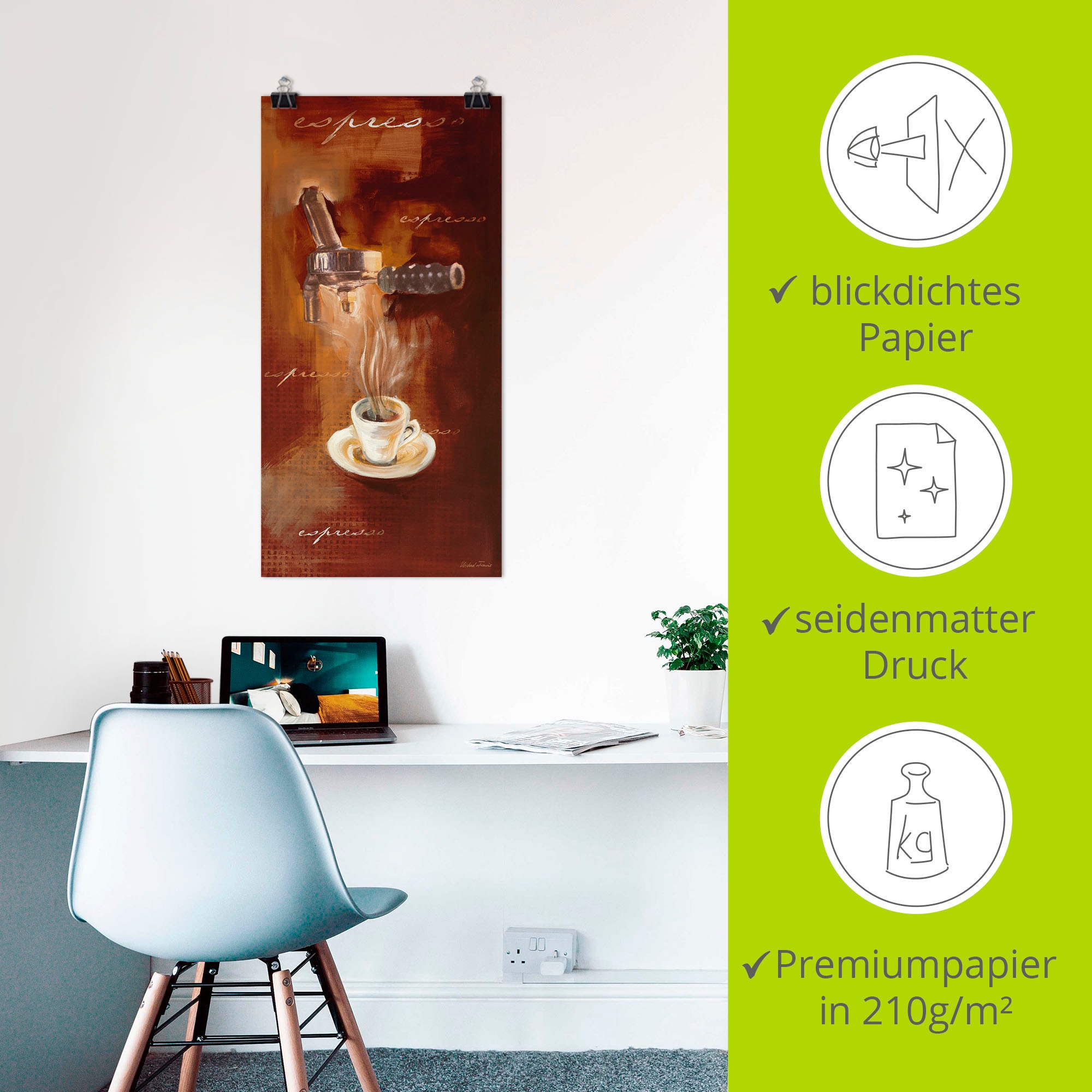 Artland Wandbild »Espresso I«, Getränke, (1 St.), als Alubild, Outdoorbild, Leinwandbild, Poster, Wandaufkleber