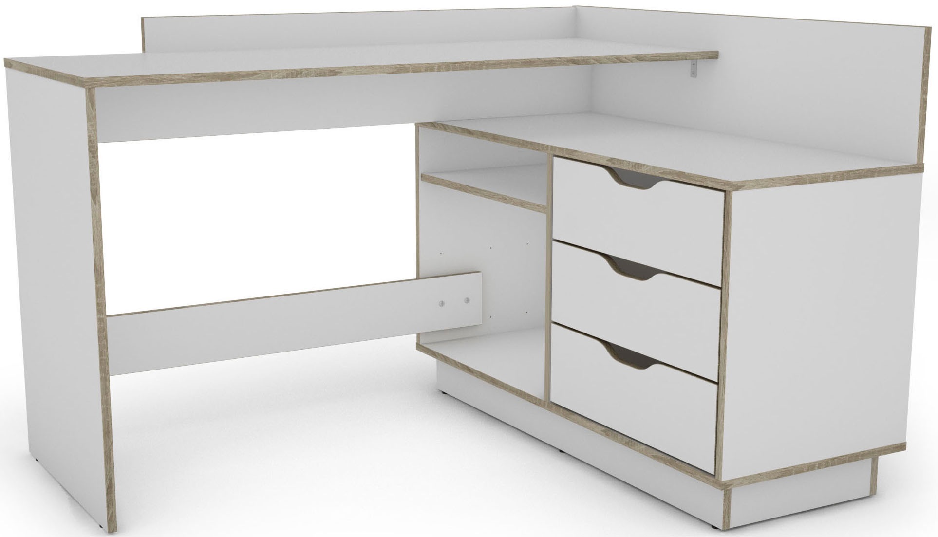 byLIVING Eckschreibtisch »Bern«, mit viel Stauraum, Breite 129 cm, rechts oder links montierbar