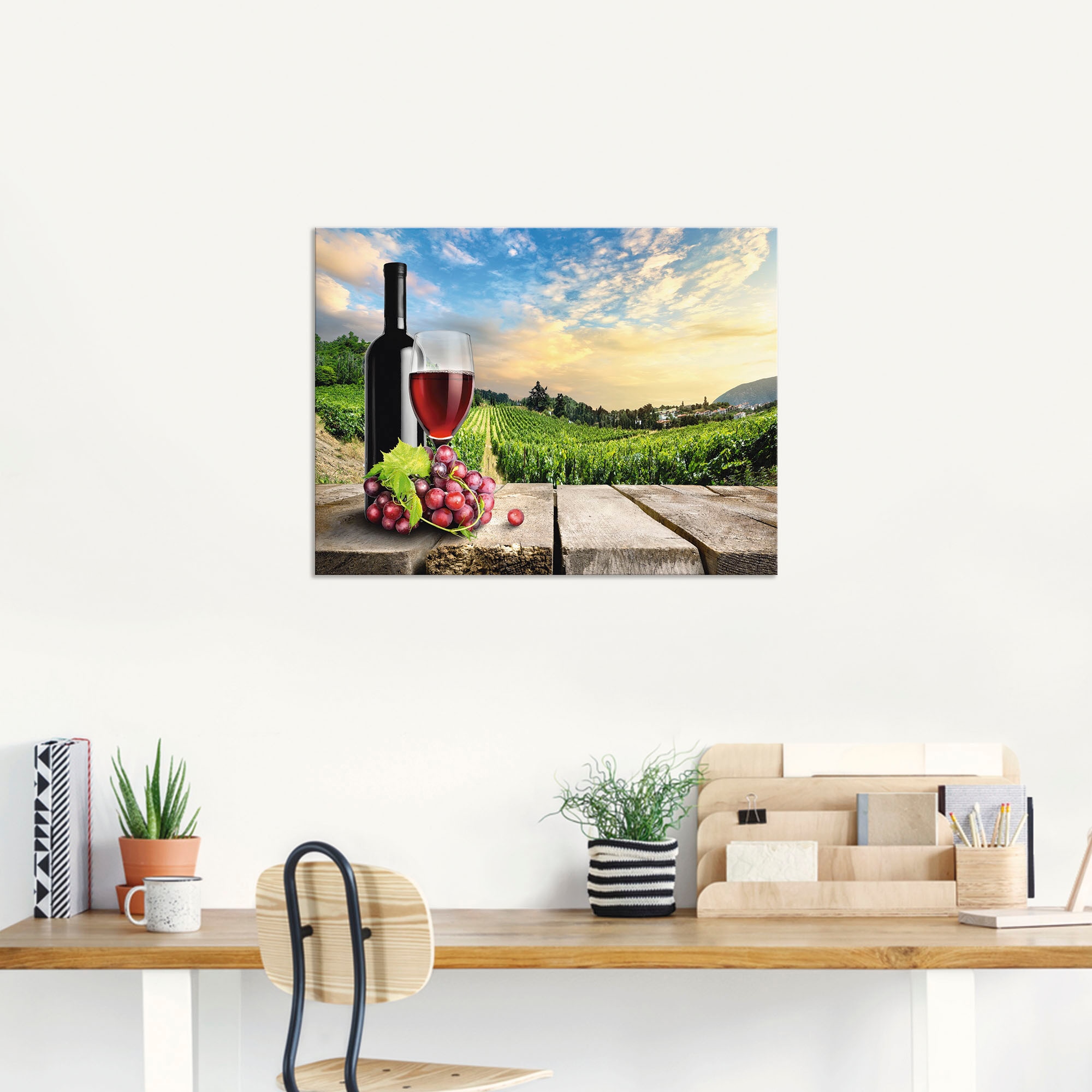 Artland Wandbild »Wein vor Weinbergen«, Berge, (1 St.), als Alubild, Outdoorbild, Poster, Wandaufkleber in verschied. Grössen
