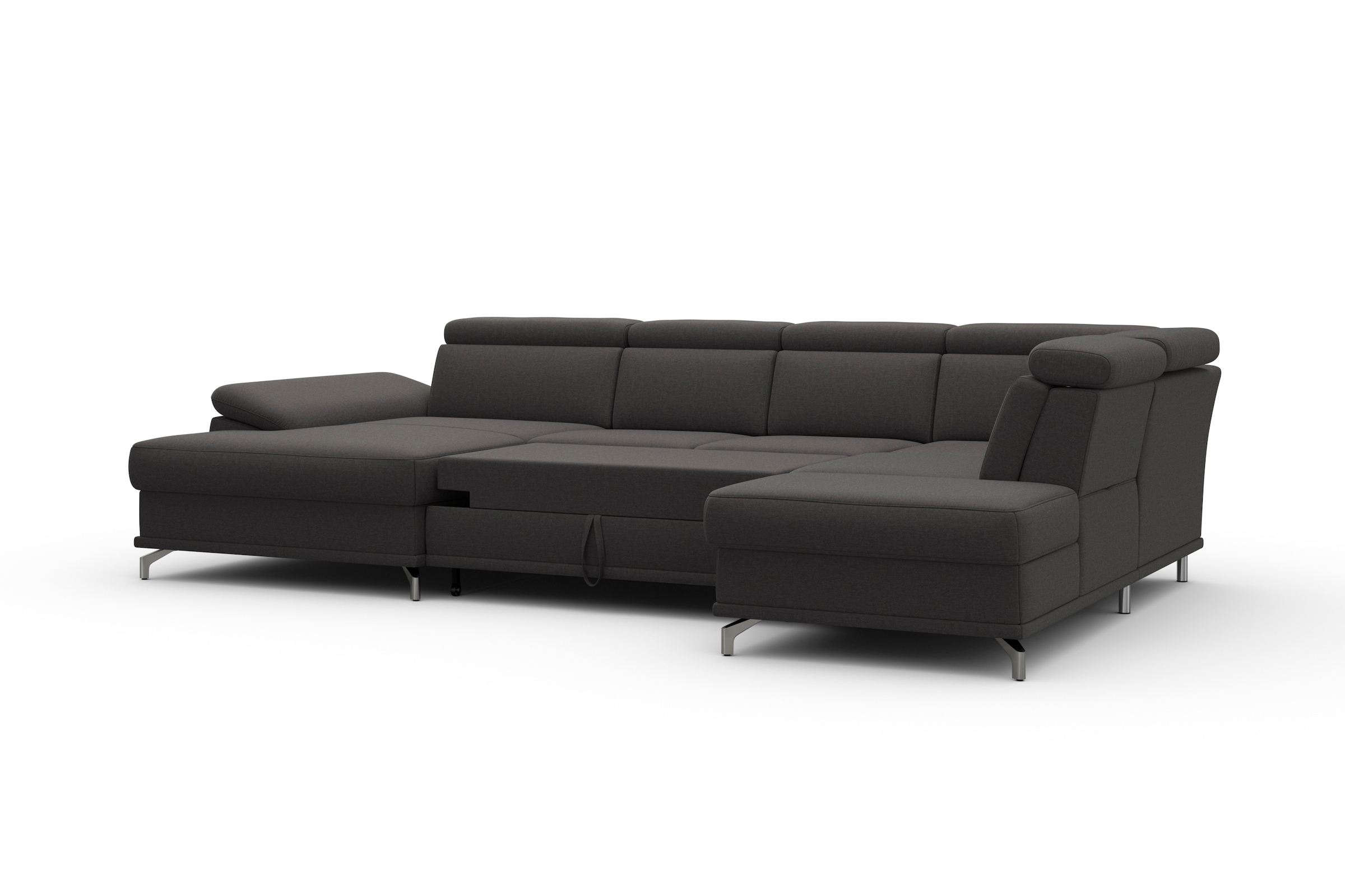 sit&more Wohnlandschaft »Cabrio U-Form, mit Sitztiefenverstellung, Arm- und Kopfteilverstellung«, 3 Nierenkissen, Federkern, optional Bettfunktion und Stauraum