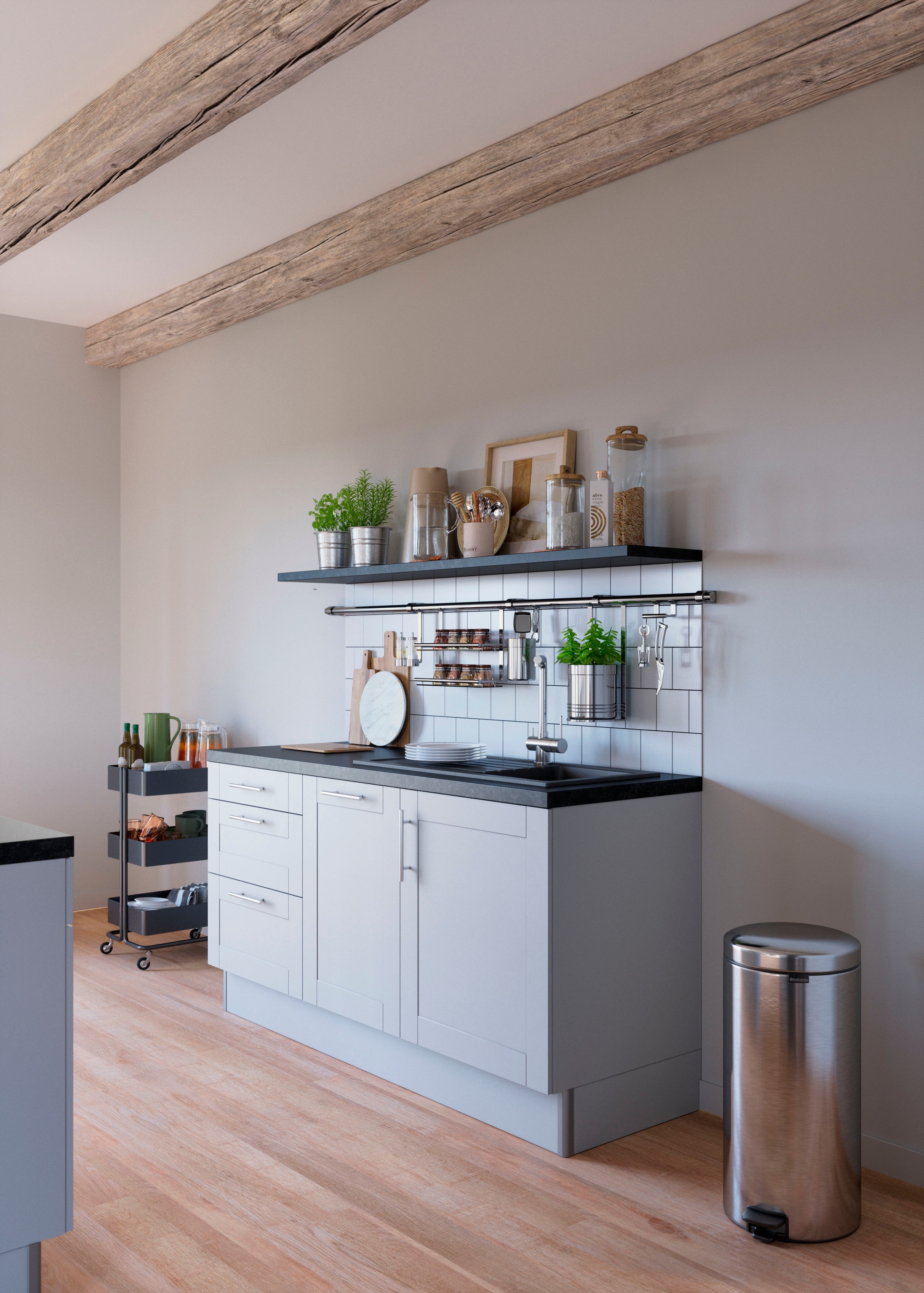 OPTIFIT Küche »Ahus«, 180 cm breit, wahlw.mit E-Geräten, Soft Close Funktion, MDF Fronten