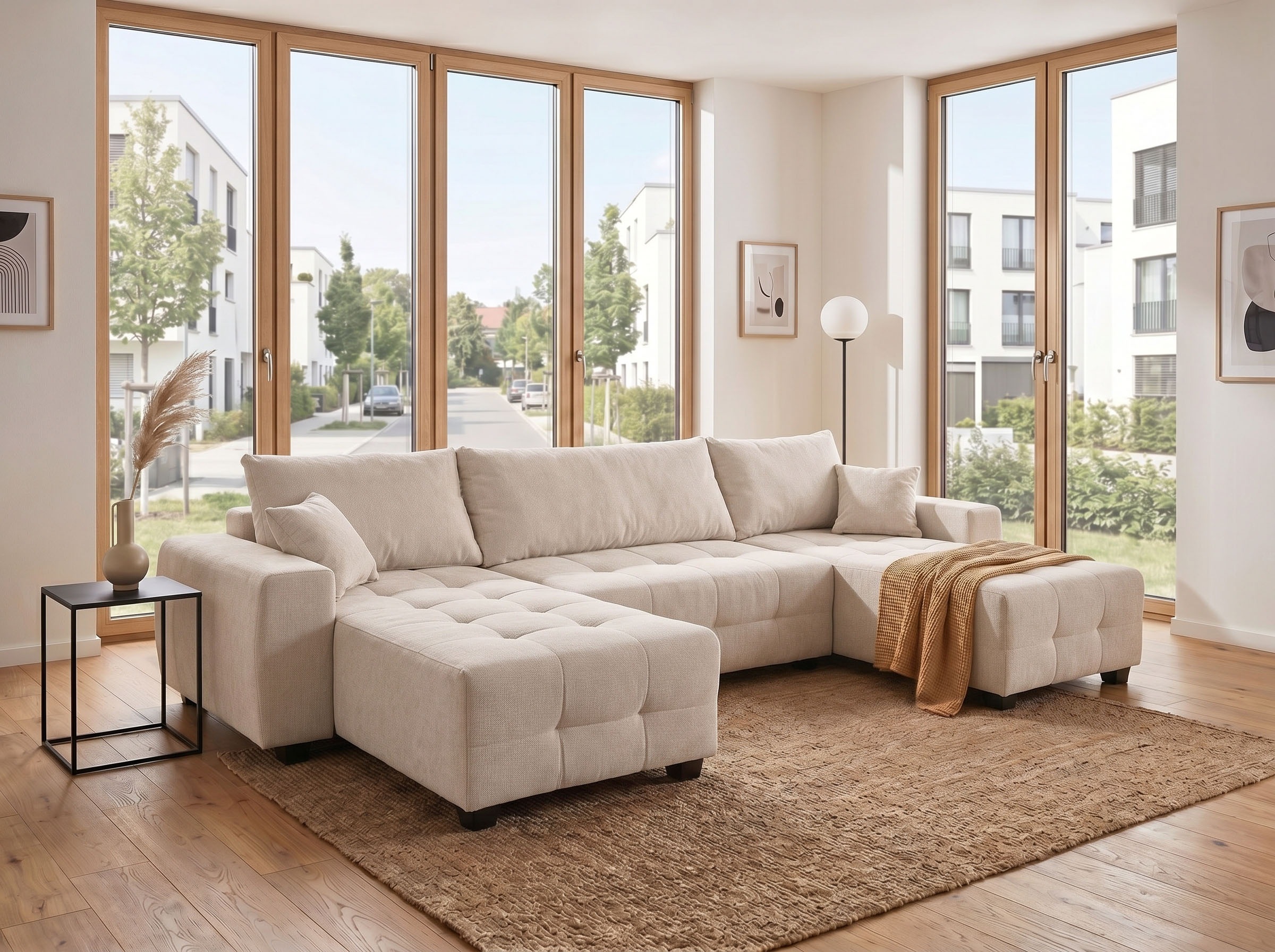 GOODproduct Wohnlandschaft "Bella U-Form, B: 314 cm, inkl. Schlaffunktion, auch in Cord" inkl. Bettkasten, Bonellfederkern, extra grosse Liegefläche: 269x135cm