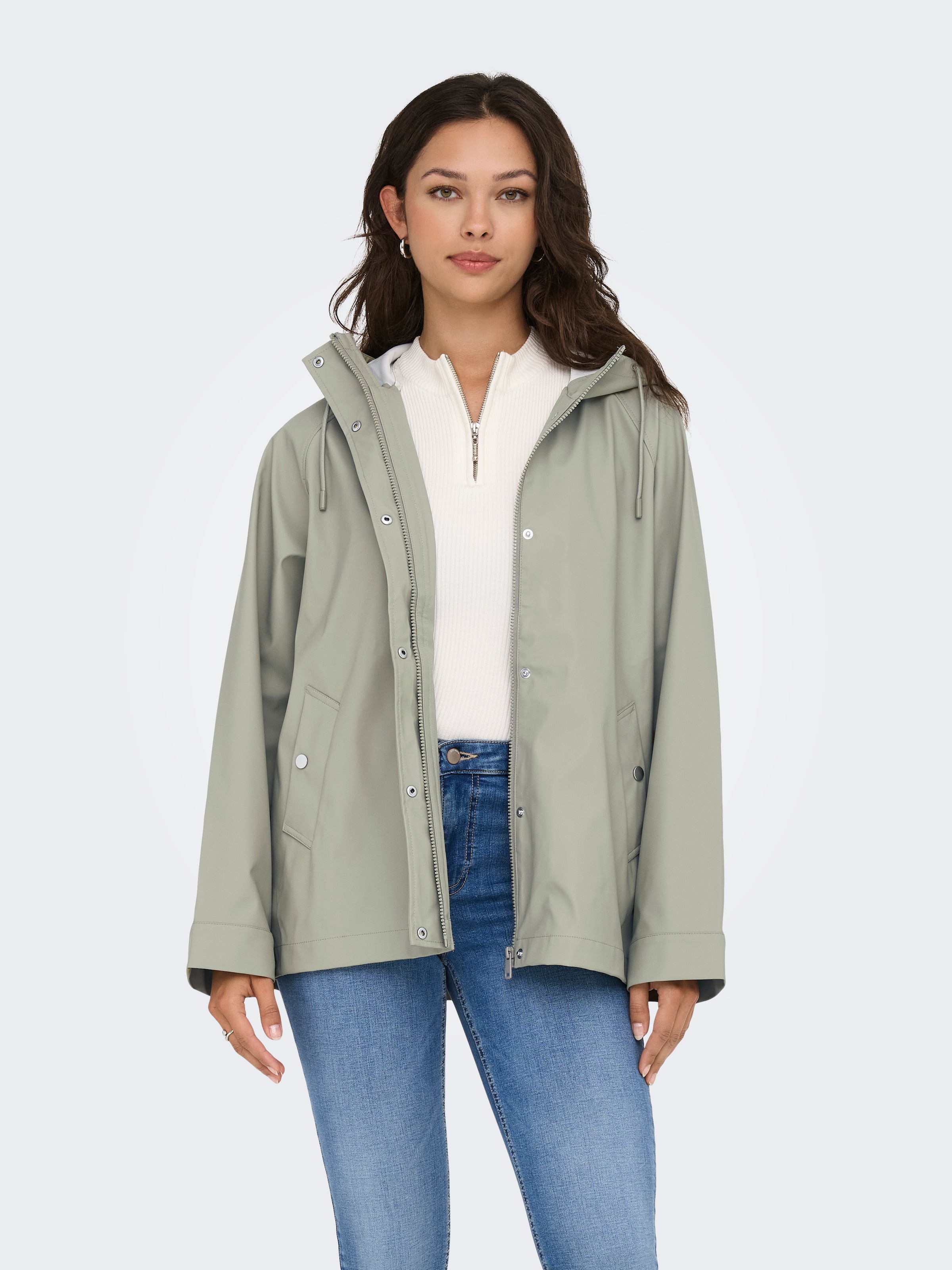 ONLY Allwetterjacke »ONLELISA SHORT RAINCOAT OTW«, mit Kapuze