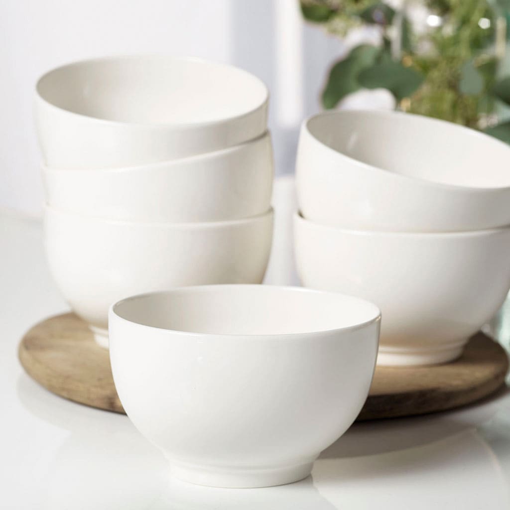vivo Villeroy & Boch Group Müslischüssel »Basic White«, 6 tlg., aus Fine China-Porzellan, Fine China Porzellan, Made in Germany