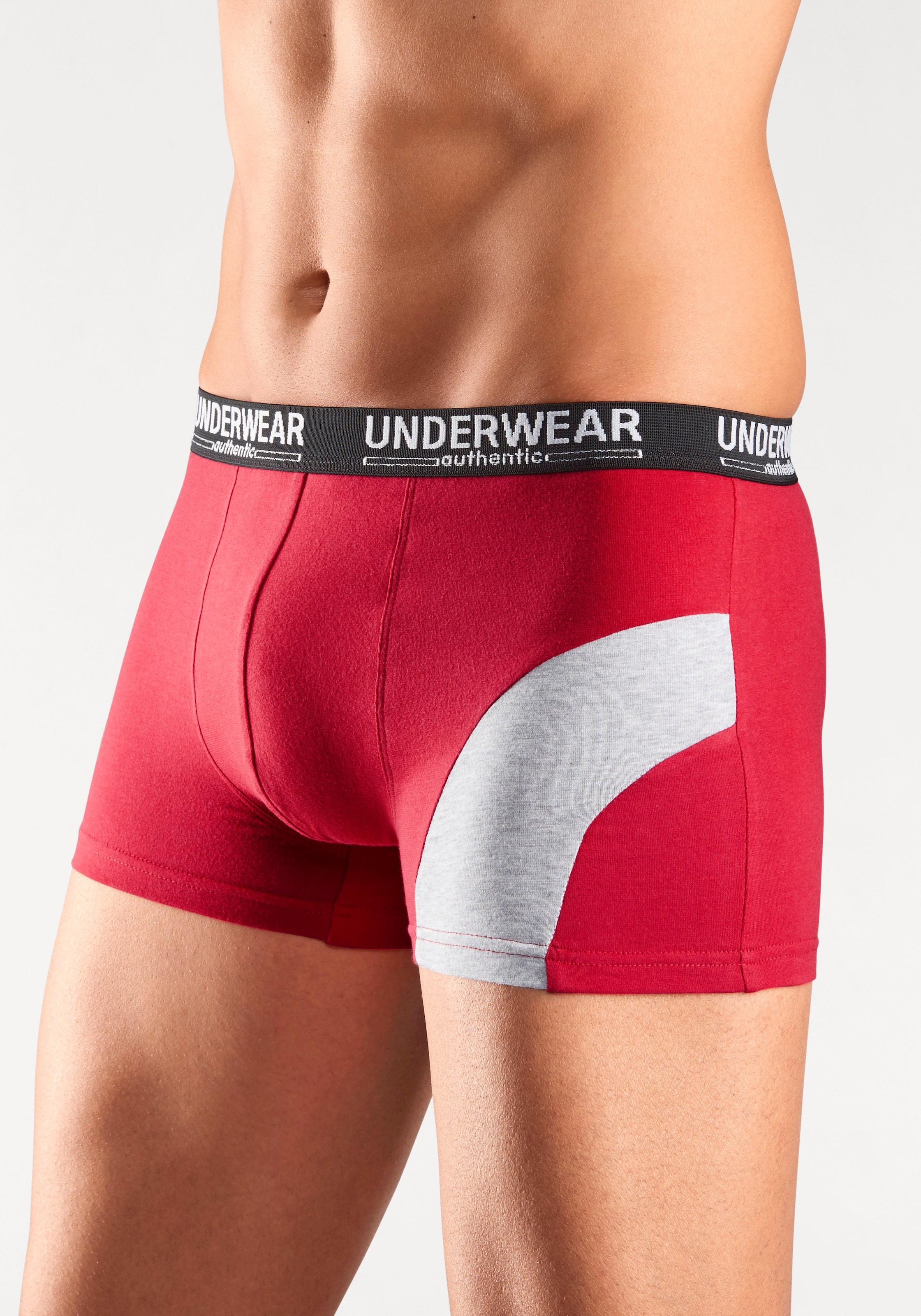 AUTHENTIC UNDERWEAR Boxer, (Packung, 4 St.), mit kontrastfarbenen Einsatz