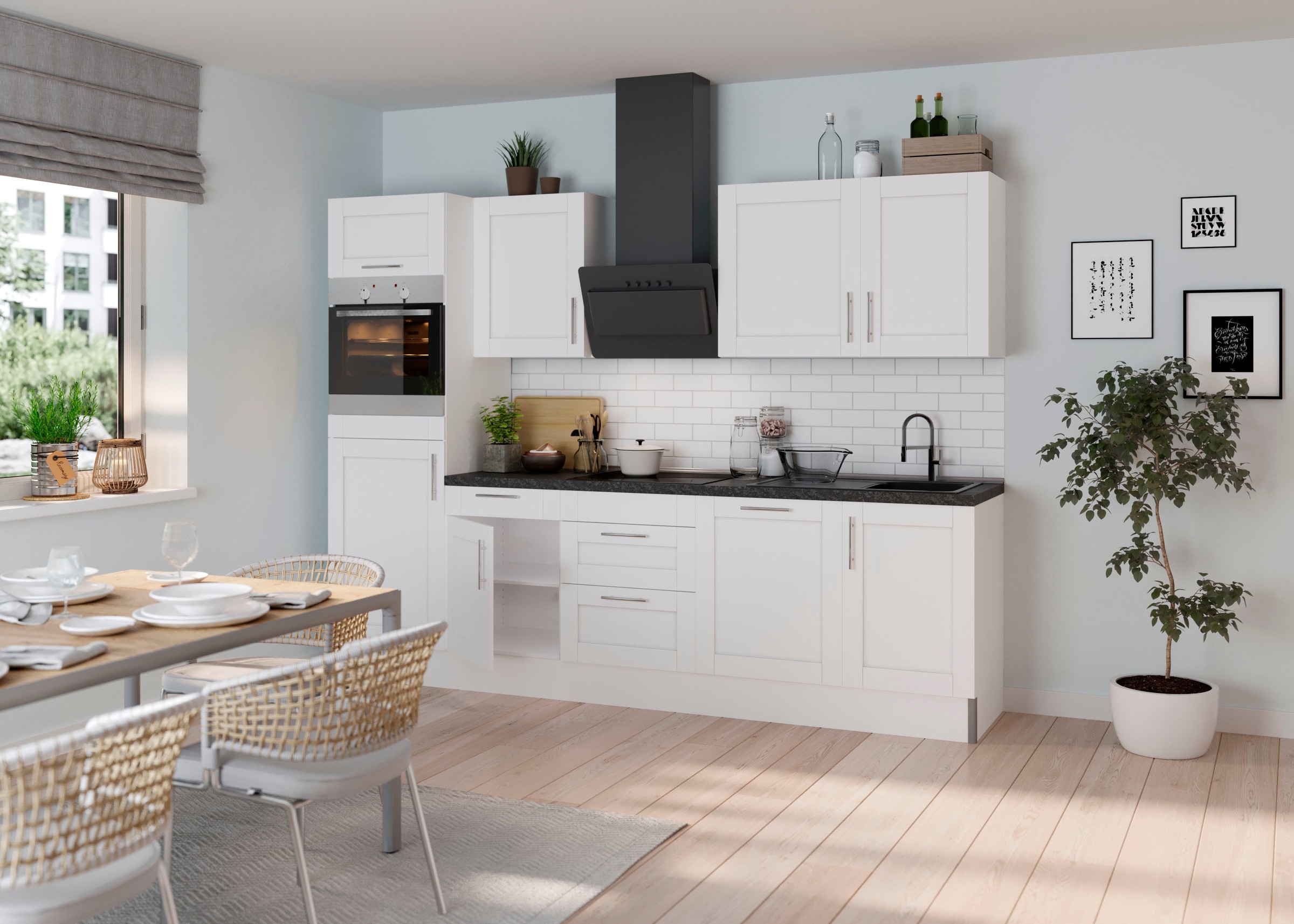 OPTIFIT Küche "Ahus" Breite 280 cm,wahlw. mit E-Geräten,Soft Close Funktion,MDF Fronten