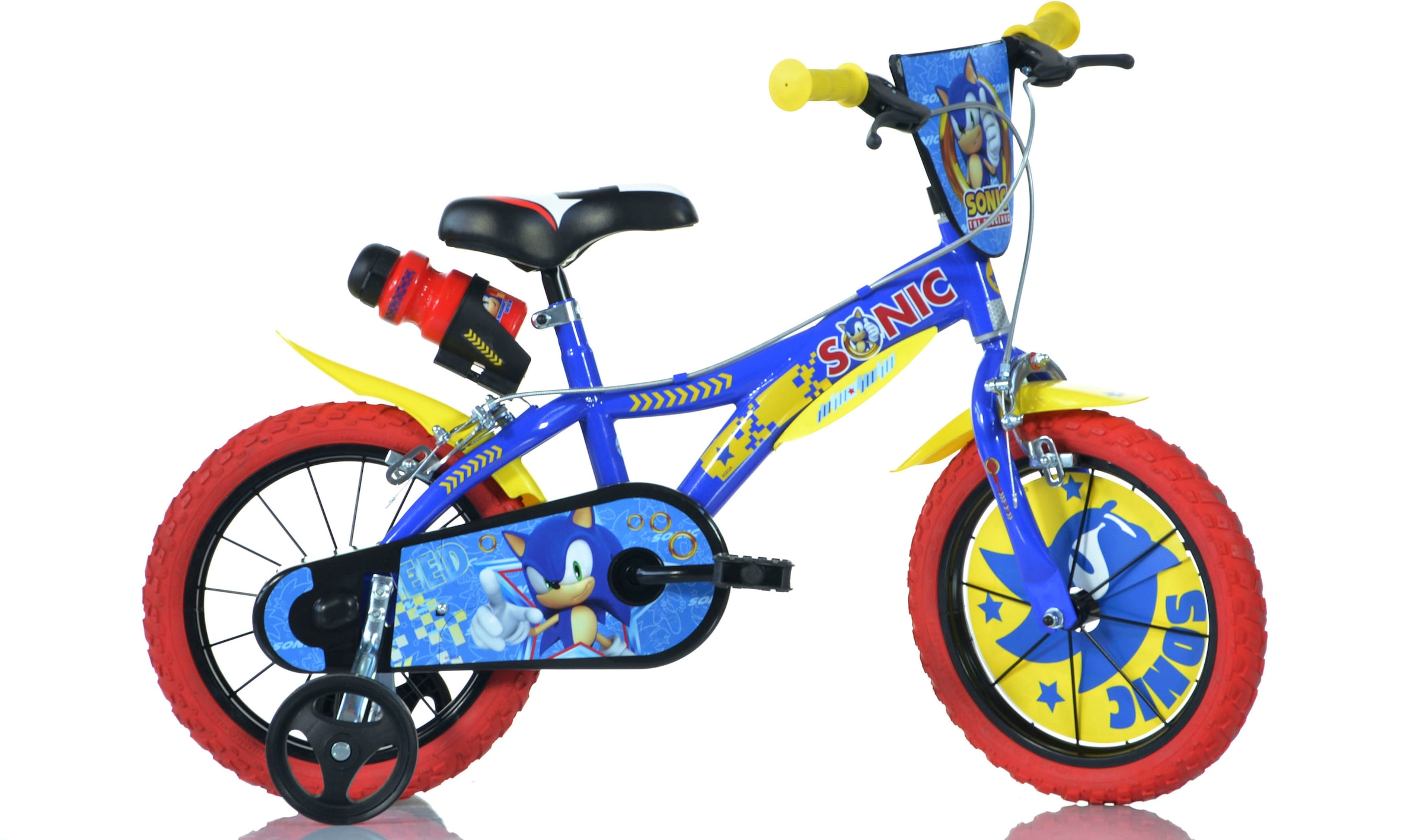 Kinderfahrrad »Sonic«, 1 Gang, mit Stützrädern, Trinkflasche und Frontschild