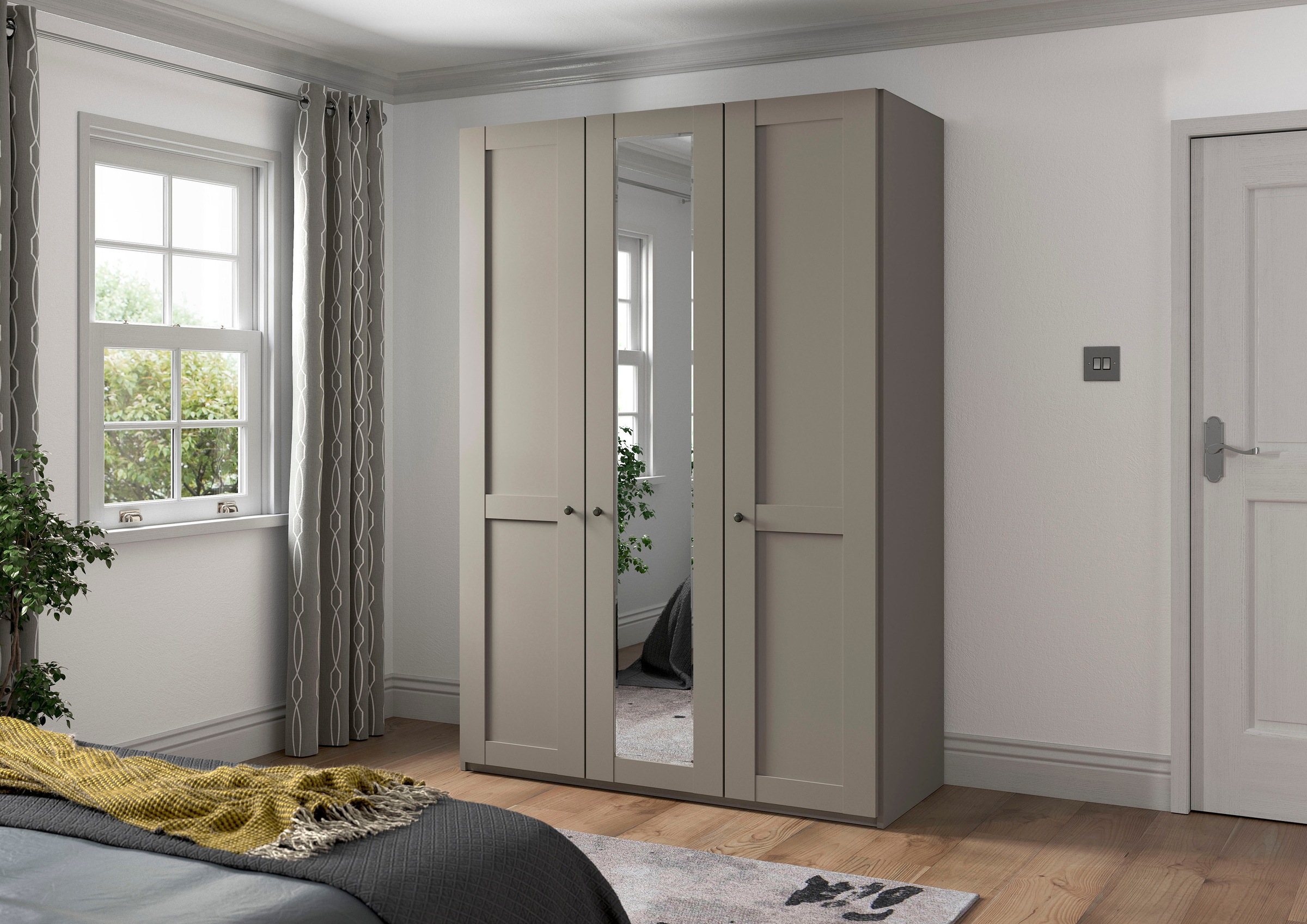 WIEMANN Drehtürenschrank »Göteborg, mit 95° Öffnungswinkel, Made in Germany«, inkl. Spiegel und Türendämpfung, moderner Landhausstil
