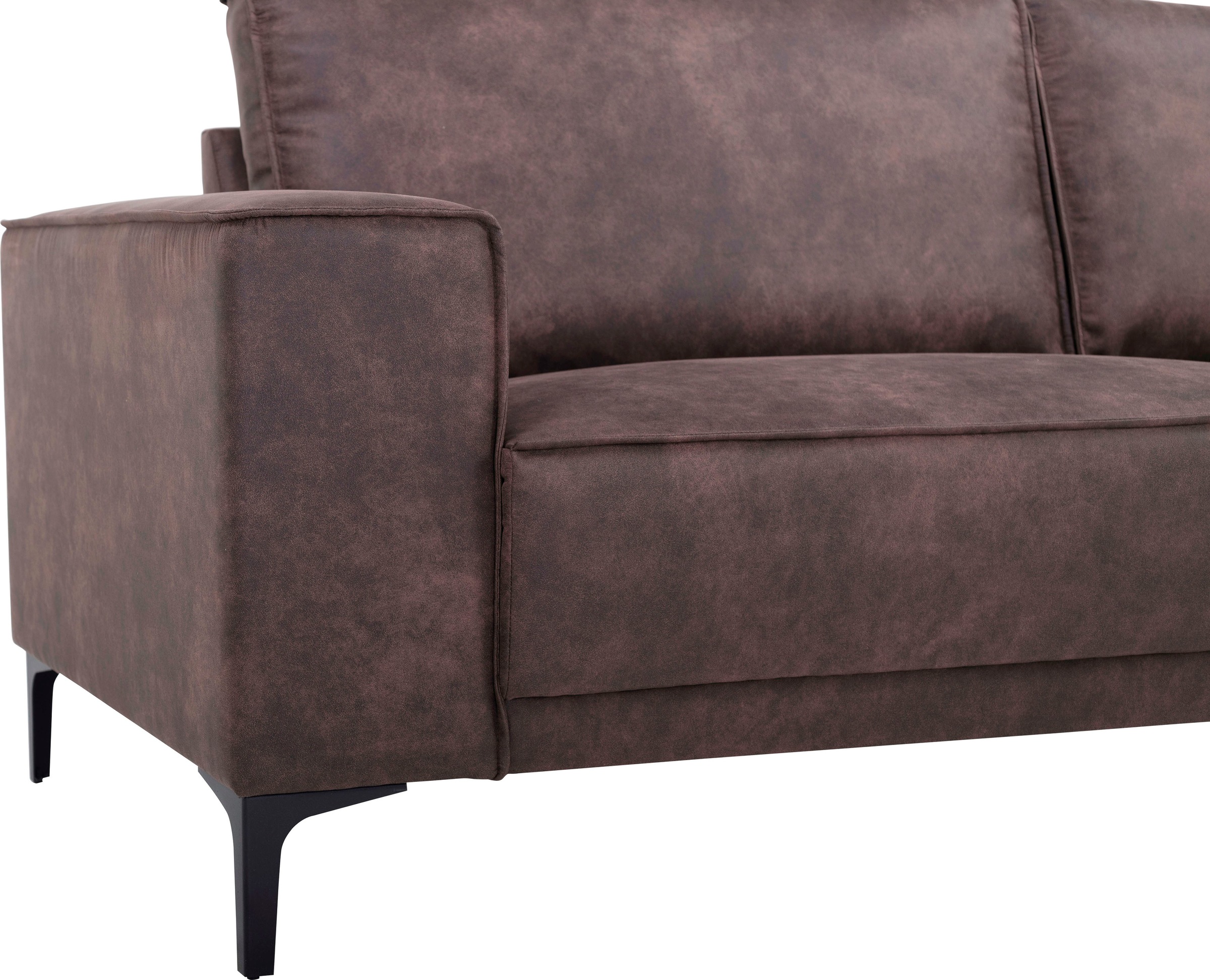 Places of Style Ecksofa »Polsterecke Oland, Struktur, Flachgewebe, Luxus-Microfaser, Boucle«, L-Form, 280 cm, Wellenunterfederung, Skandi-Design, Metallfüsse