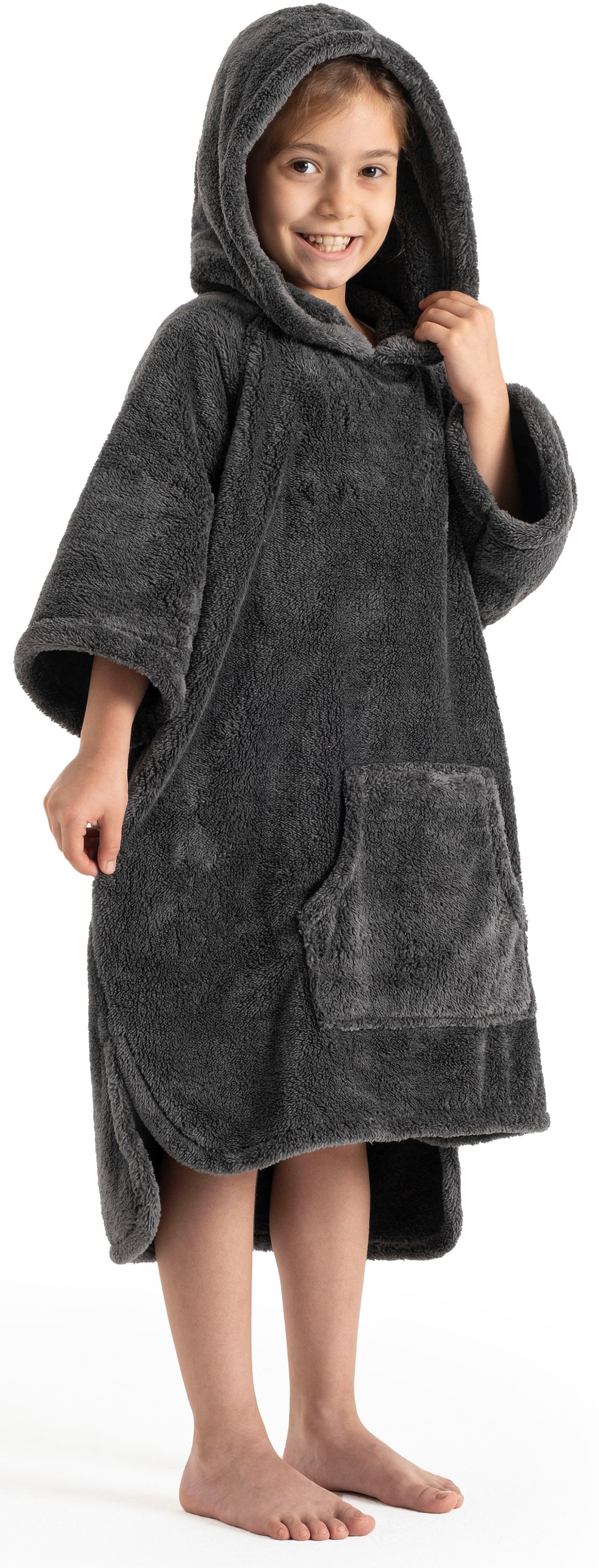my home Badeponcho »Lillou, für Kinder, ideal für Urlaub oder im Schwimmbad«, (1 St.), weich und kuschelig, Fleece, plüsch, Surfponcho