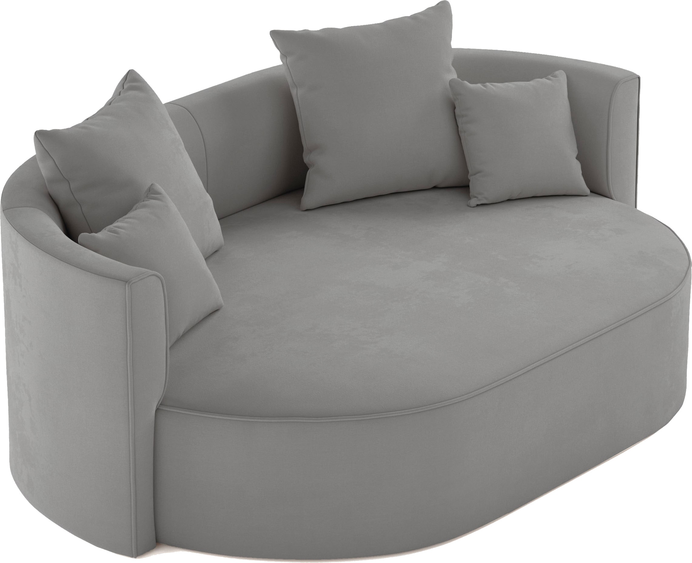 LeGer Home by Lena Gercke 2,5-Sitzer »ISALIE, rundes Loungesofa, mit Kissen, perfekt gepolstert«, moderne Stoffe, mit 4 Zierkissen, extra grosse Sitzfläche
