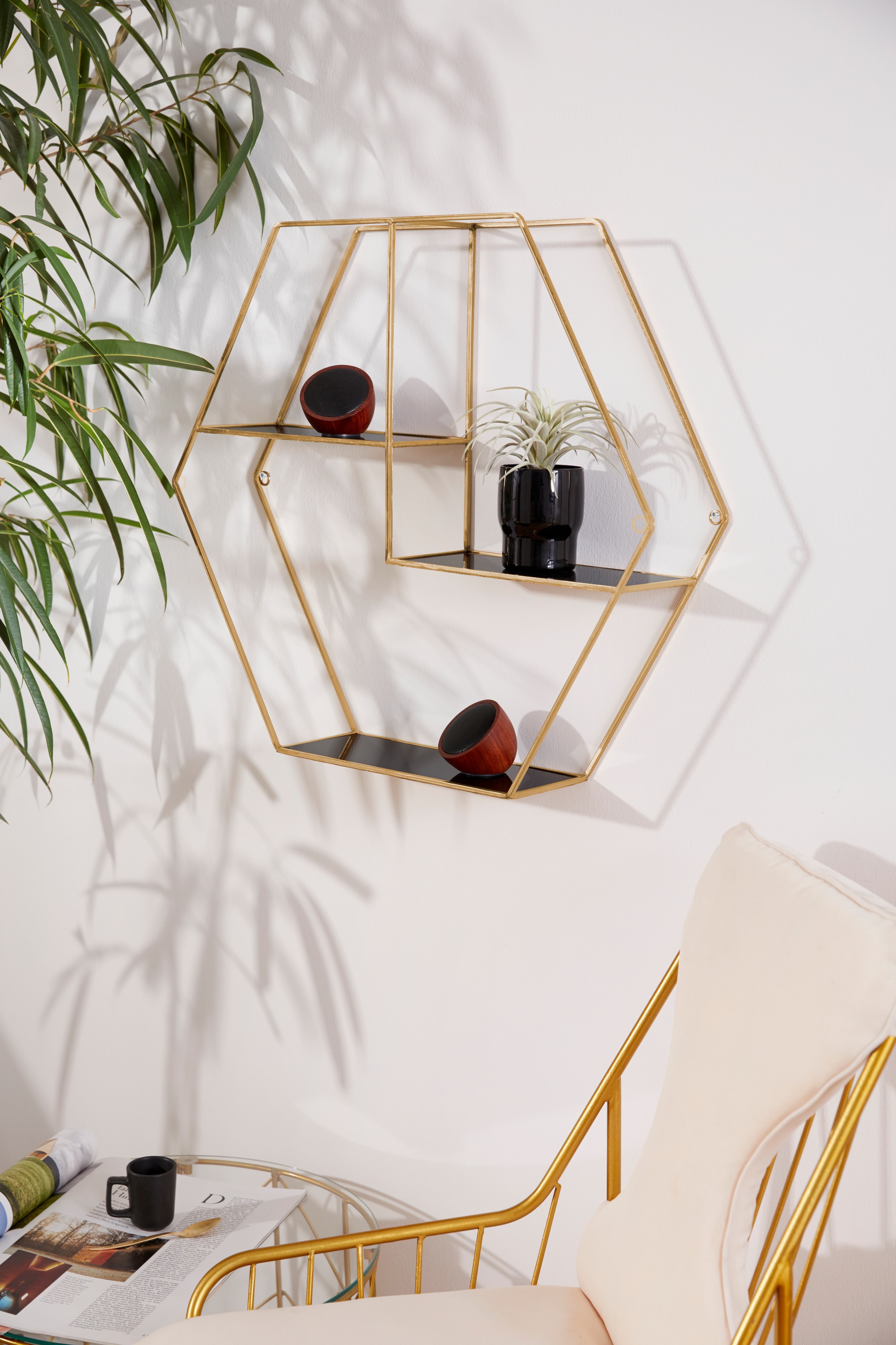 Design goldfarben, modernem Deko-Wandregal bestellen im »Hexagon«, in Leonique Shop sechseckiges Jelmoli-Online Element,
