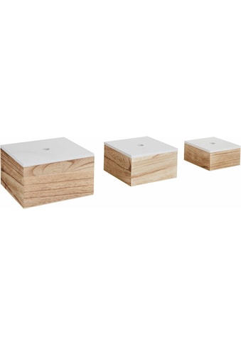 Zeller Present Aufbewahrungsbox, 3er Set, Holz, weiss/natur kaufen