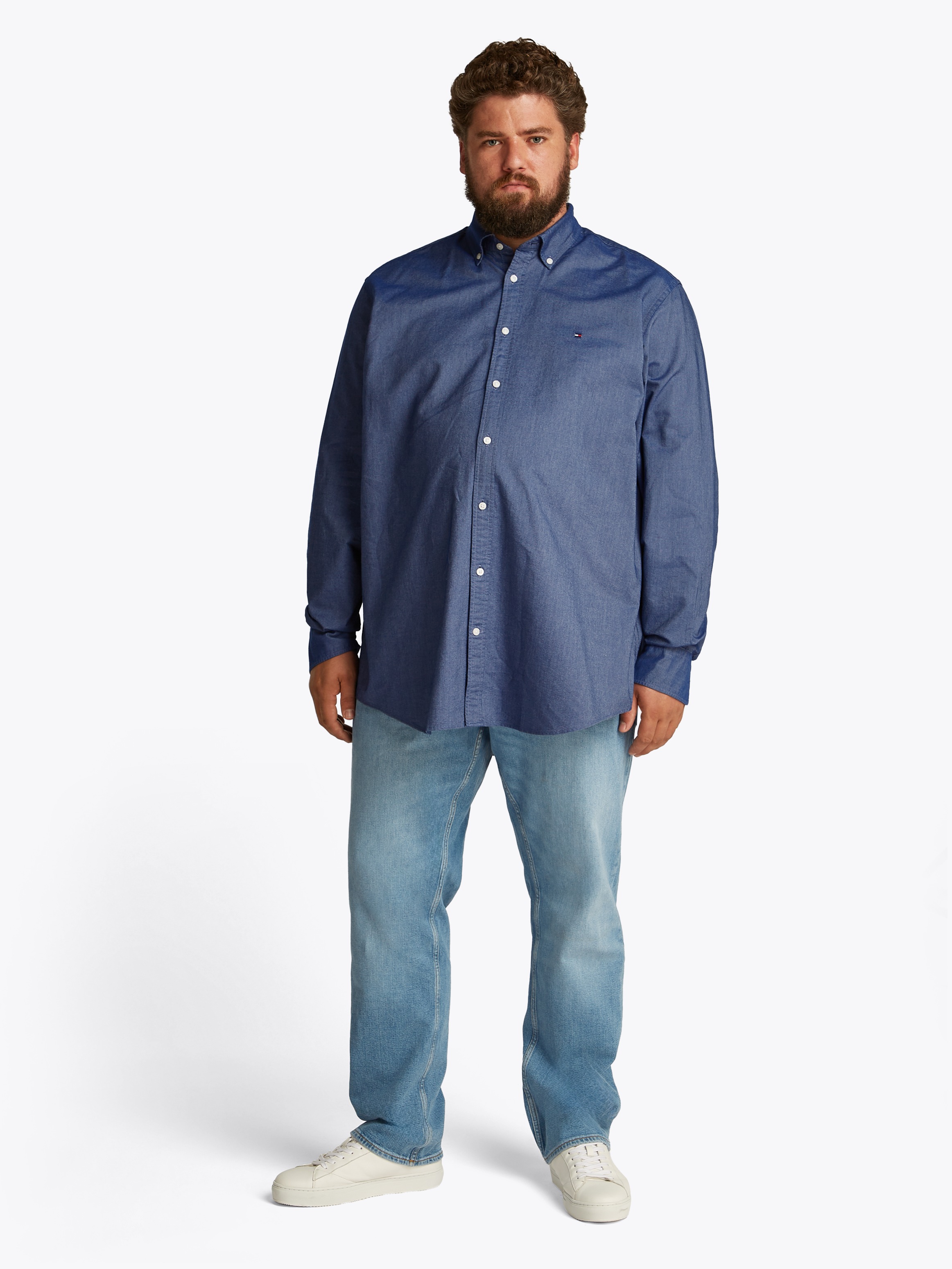 Tommy Hilfiger Big & Tall Langarmhemd »BT-SOLID HERITAGE OXFORD S-B«, in Grossen Grössen, Logostickerei