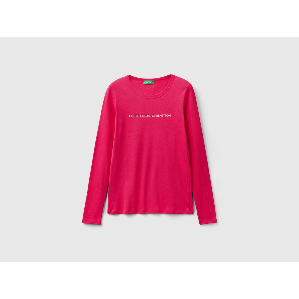 United Colors of Benetton Langarmshirt, mit Glitzereffekt Labelprint