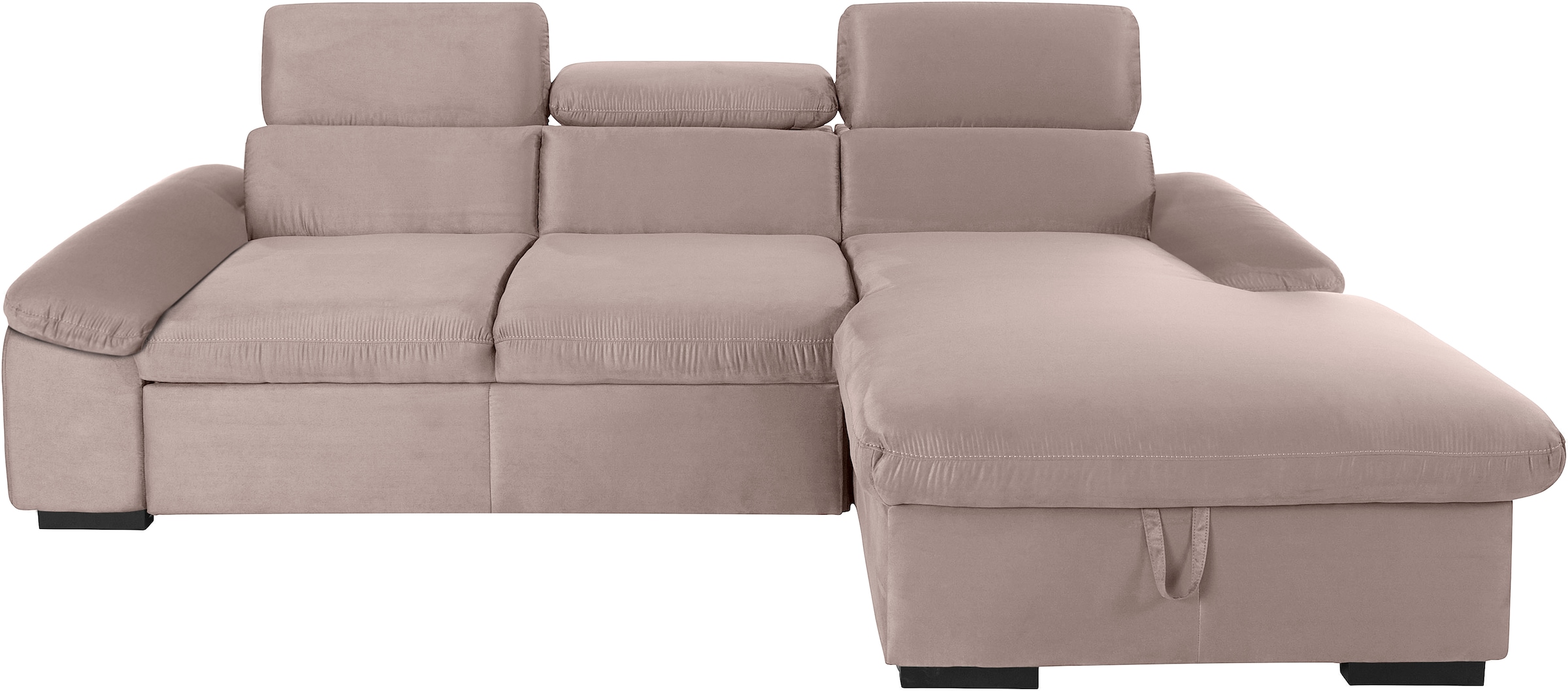 COTTA Ecksofa »Lola L-Form mit Kopfteilfunktion & Hocker«, (Set, mit Hocker), wahlweise mit Bettfunktion, Bettkasten & Armteilverstellung