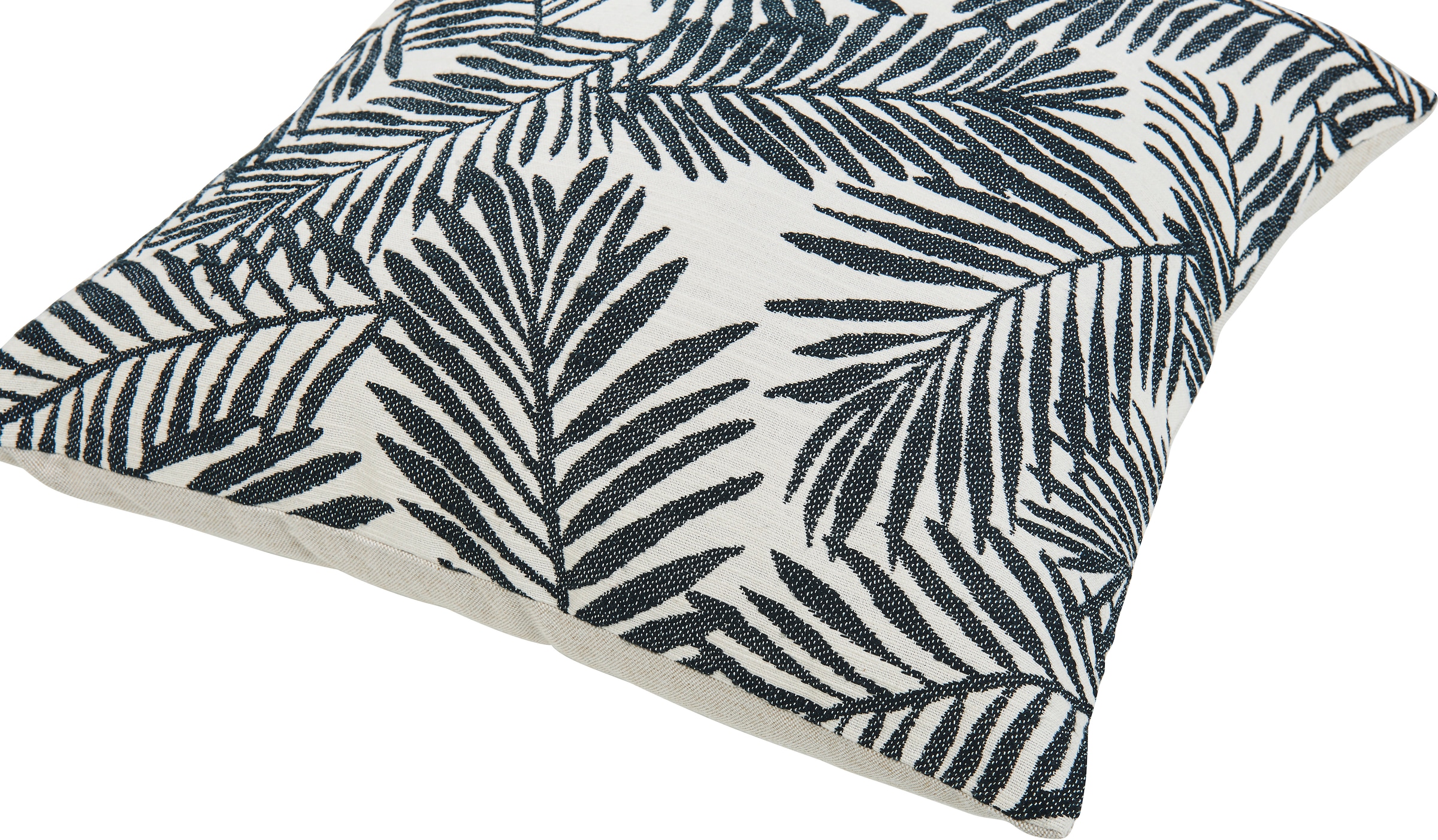 done.® Kissenhülle »Black Palm«, (1 St.), Kissenhülle vorderseitig jaquardgewebt mit Blattmotiv