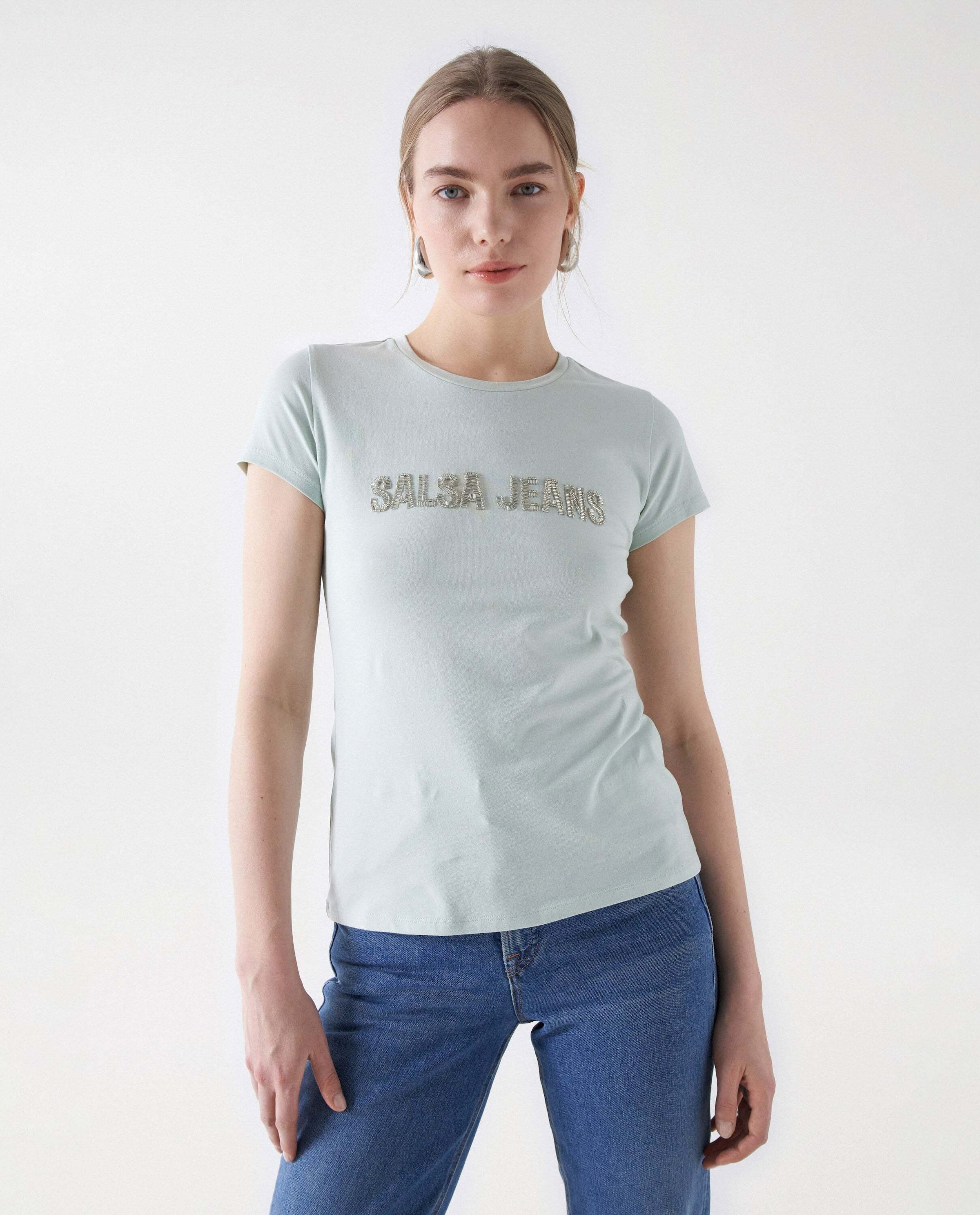 Salsa T-Shirt »Salsa Jeans T-Shirt Beads Detail Branding T-Shirt«