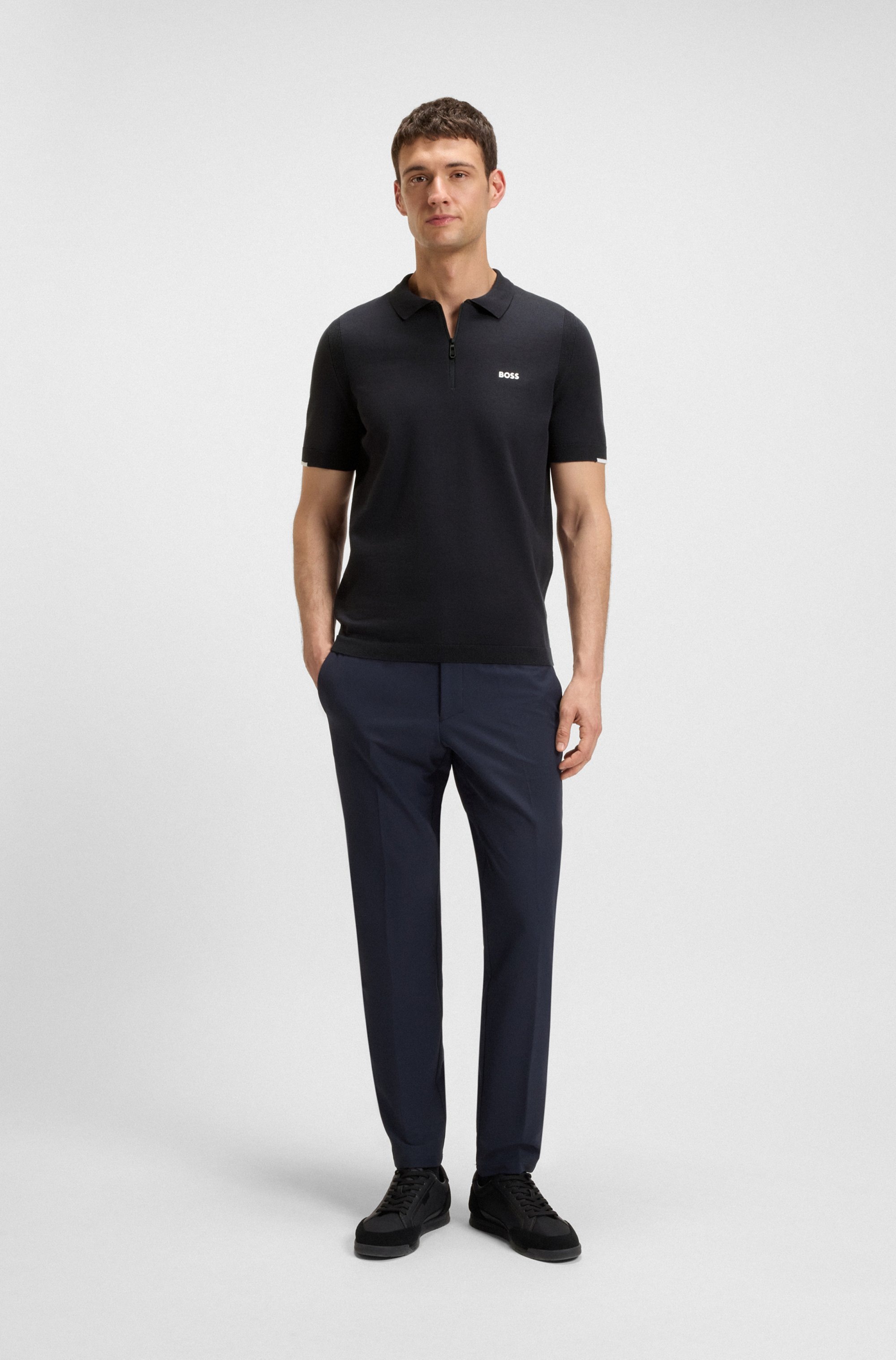 BOSS GREEN Kurzarmpullover »K Ever-X PS«, mit Perforierungen zur Belüftung