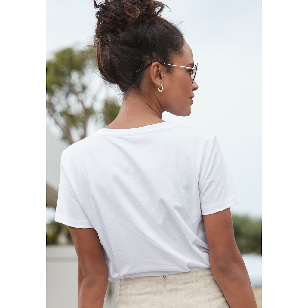 LASCANA T-Shirt, mit Print, Kurzarmshirt aus Baumwolle, casual-chic