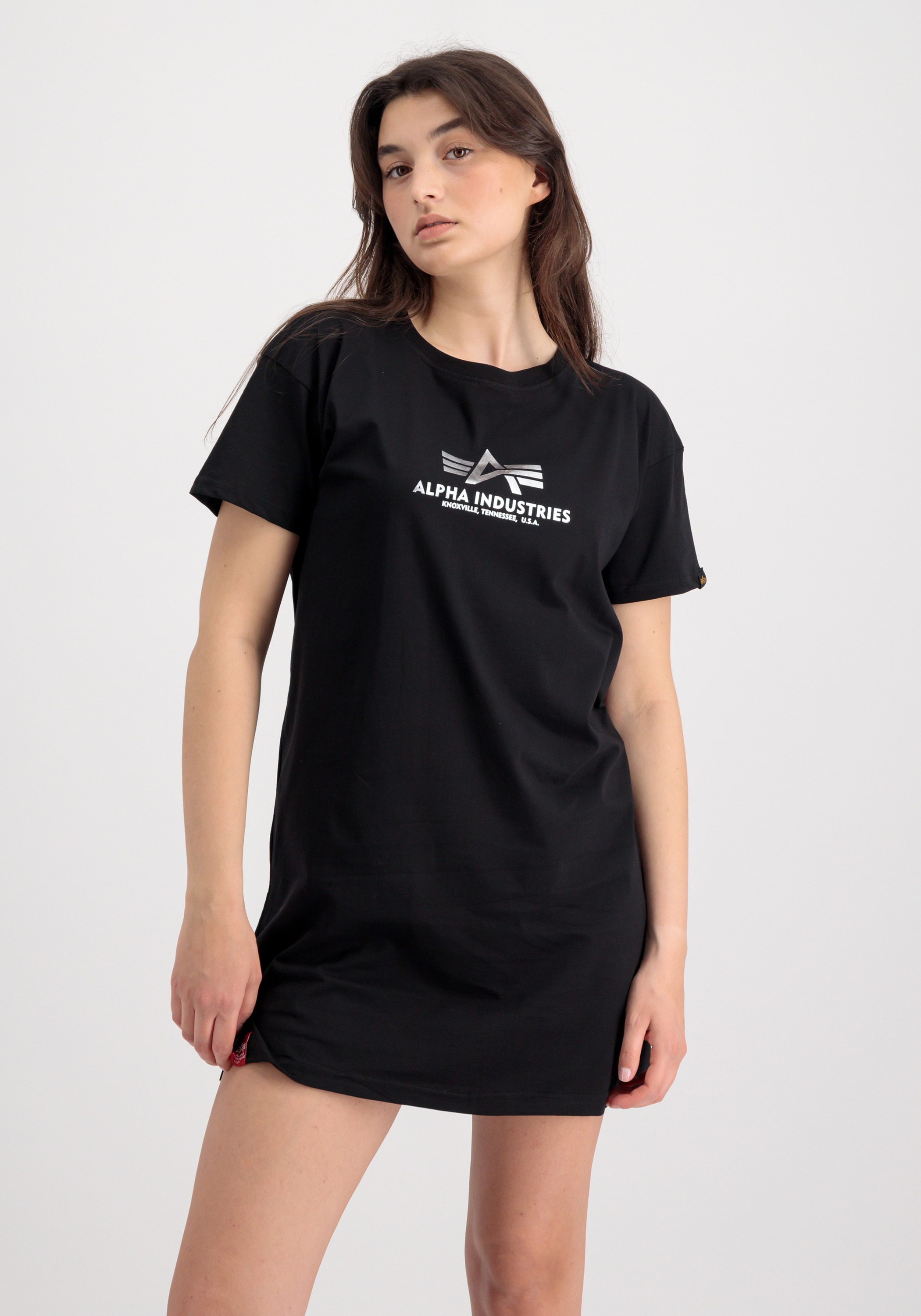 T-Shirts Industries Wmn« Alpha Schweiz Jelmoli-Versand Basic Women Foil Print bei shoppen T »Alpha online - Long Industries T-Shirt