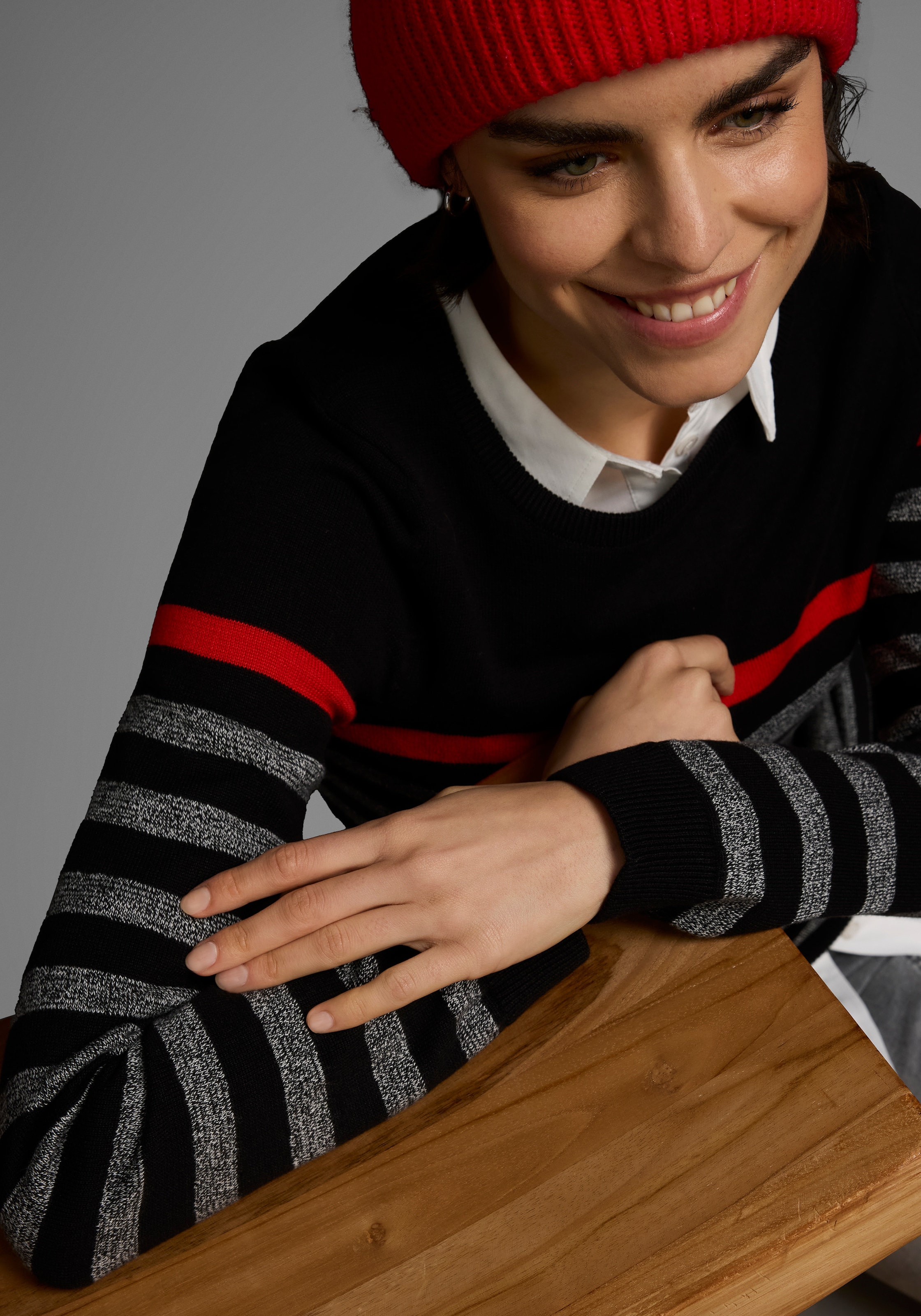 AJC Streifenpullover, mit modischen Kontraststreifen
