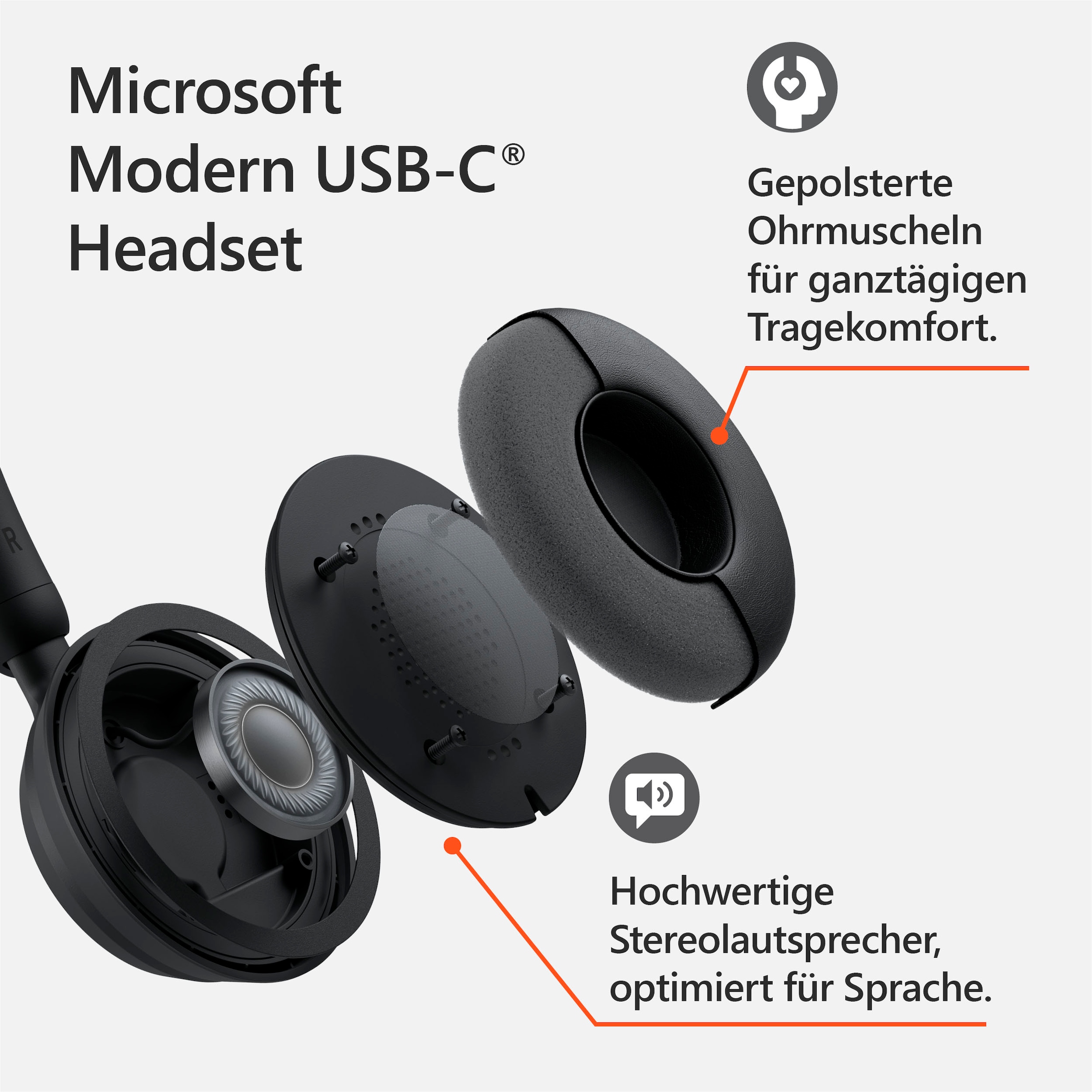 Microsoft ❤ Anrufe USB-C und »Modern Jelmoli-Online für Steuerung im Headset«, Shop Noise-Cancelling-integrierte On-Ear-Kopfhörer Musik bestellen