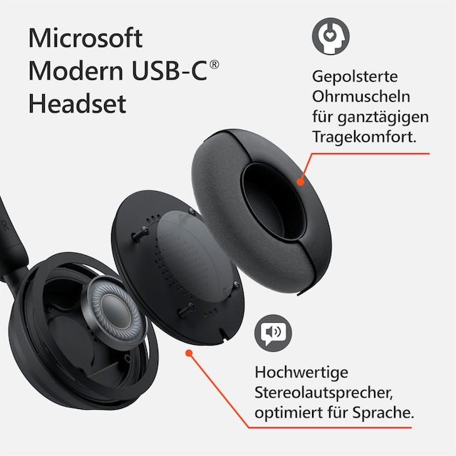❤ Microsoft On-Ear-Kopfhörer »Modern USB-C Headset«, Noise-Cancelling-integrierte  Steuerung für Anrufe und Musik bestellen im Jelmoli-Online Shop