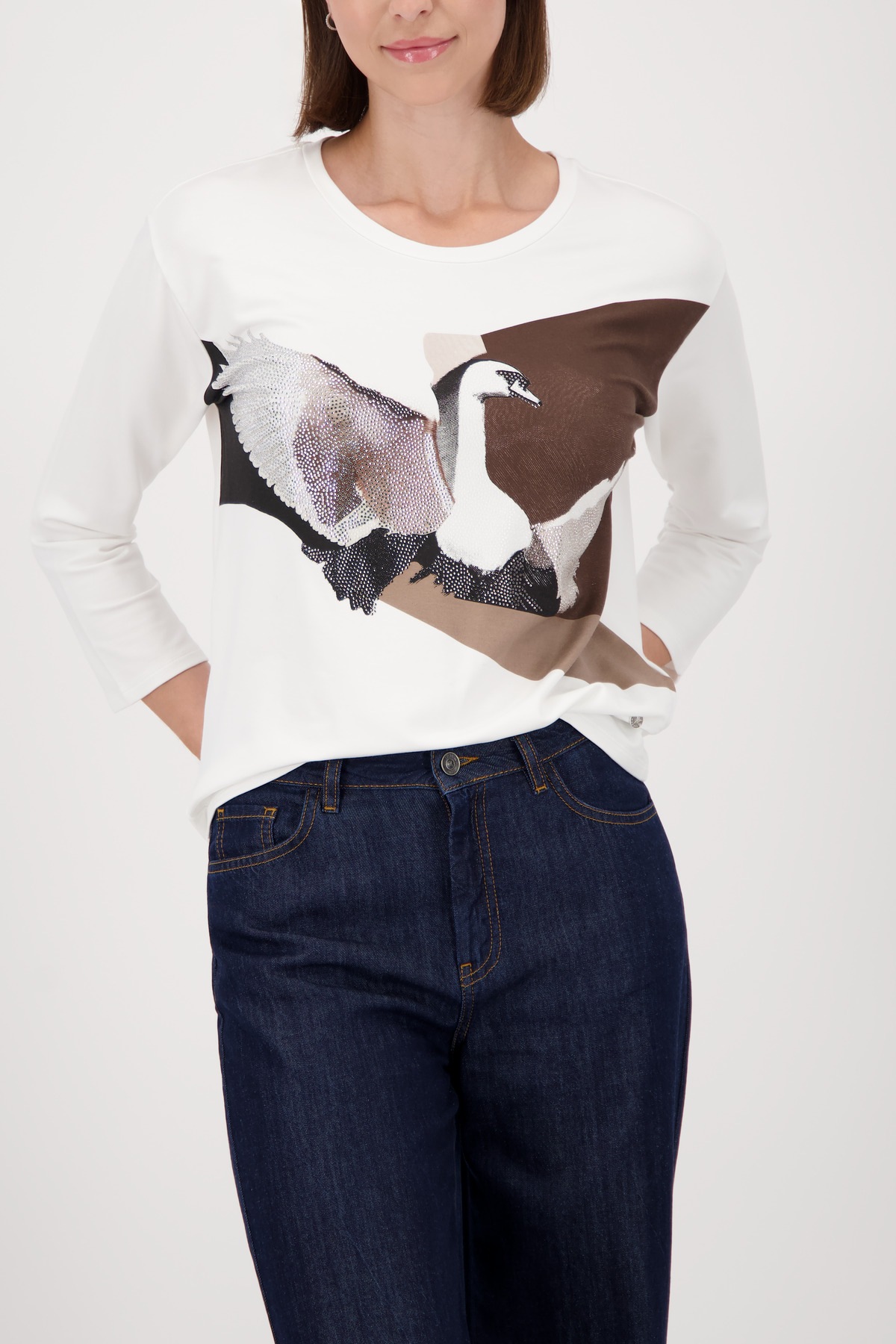 Monari 3/4-Arm-Shirt »Shirt Schwan« Regular fit mit Rundhalsausschnitt