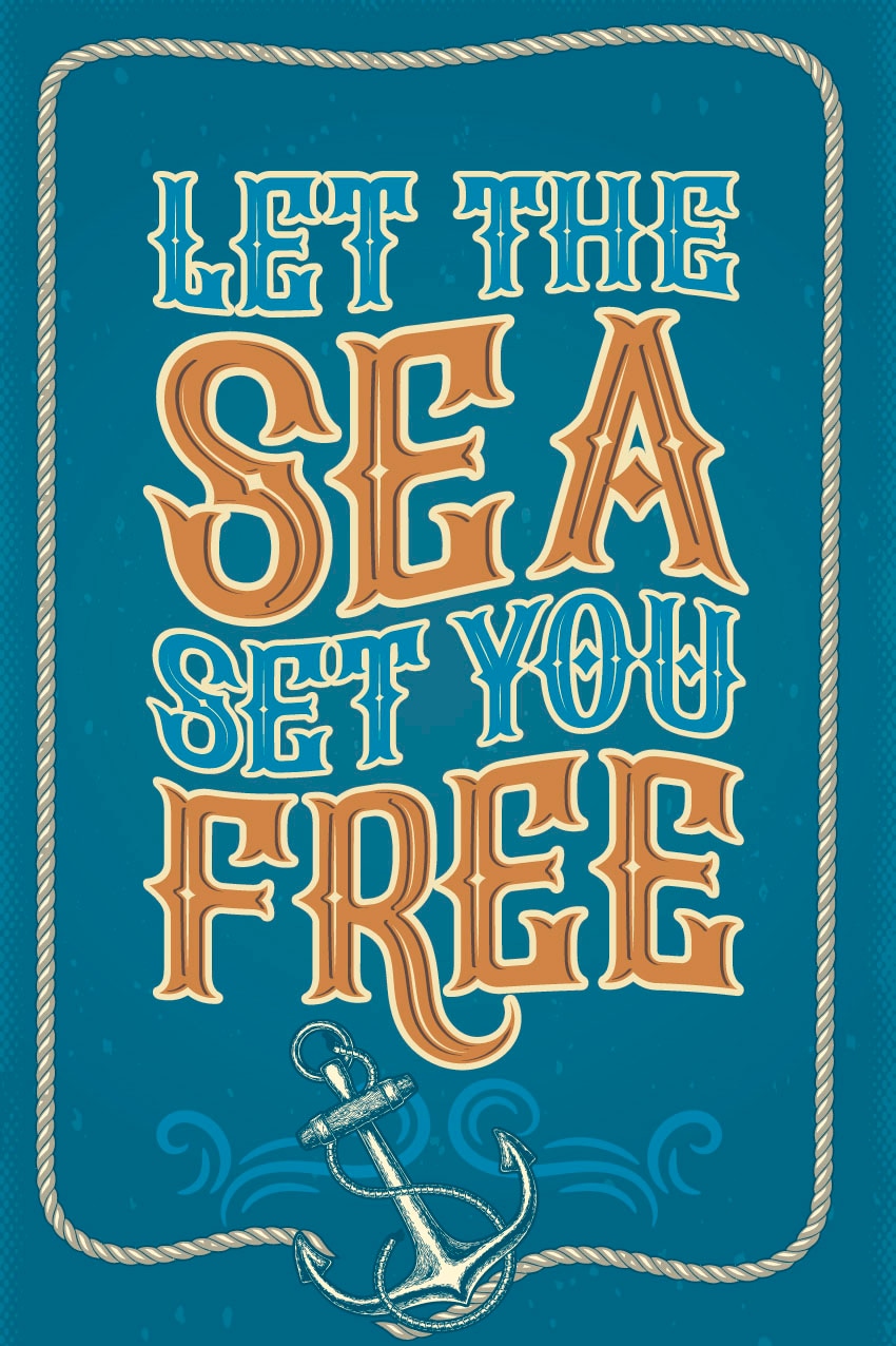 queence Metallbild »Free Sea«, Schriftzüge-Schriftzug, (1 St.), Stahlschilder