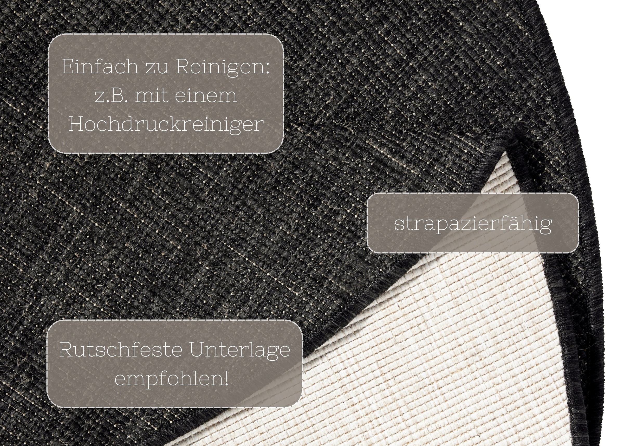 HANSE Home Teppich »Miami Wendeteppich«, rund, 5 mm Höhe, In-& Outdoor, Wetterfest, Balkon, Garten, Wohnzimmer, Wasserfest