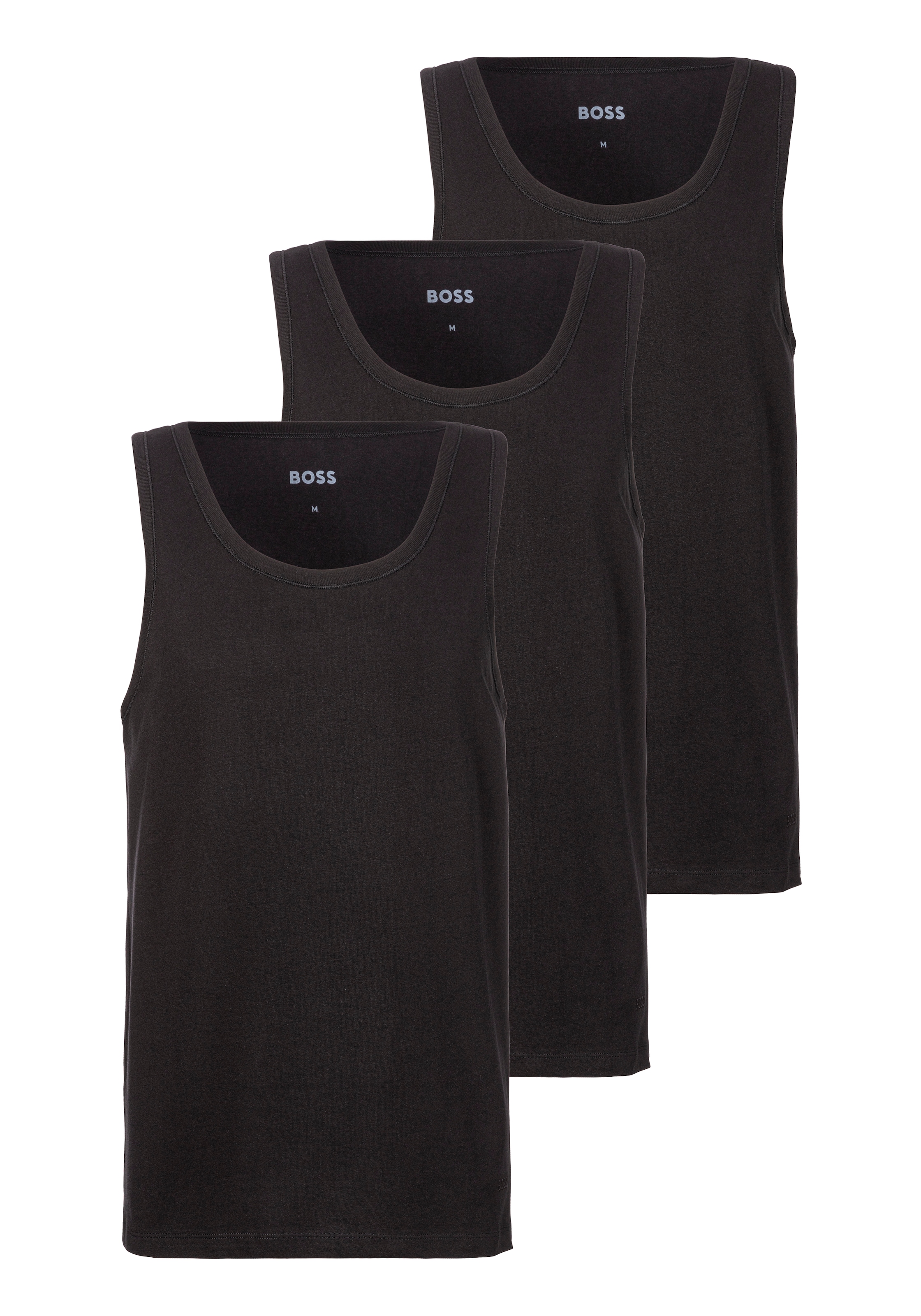 BOSS Unterhemd »Tank Top 3P CO«, (Packung, 3 St.), mit Rippbündchen