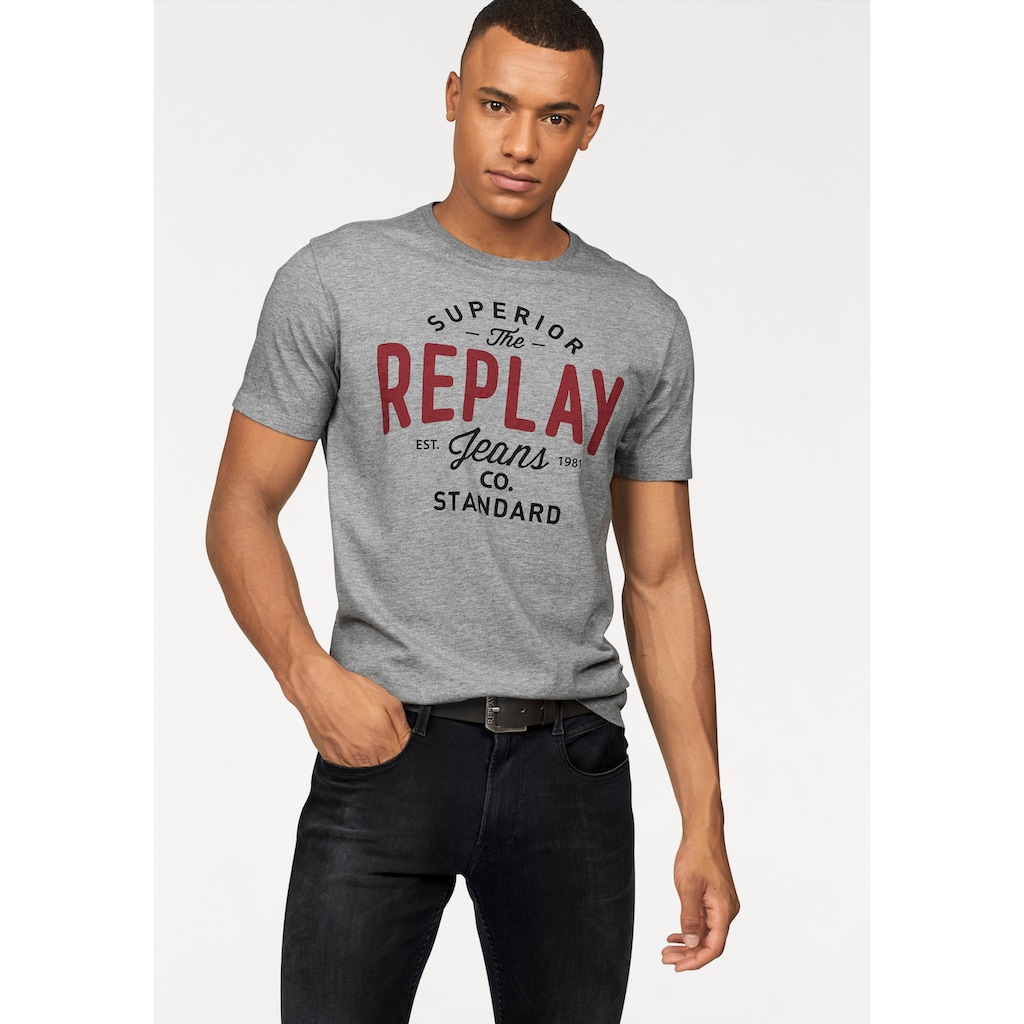 Replay T-Shirt, mit Markendruck