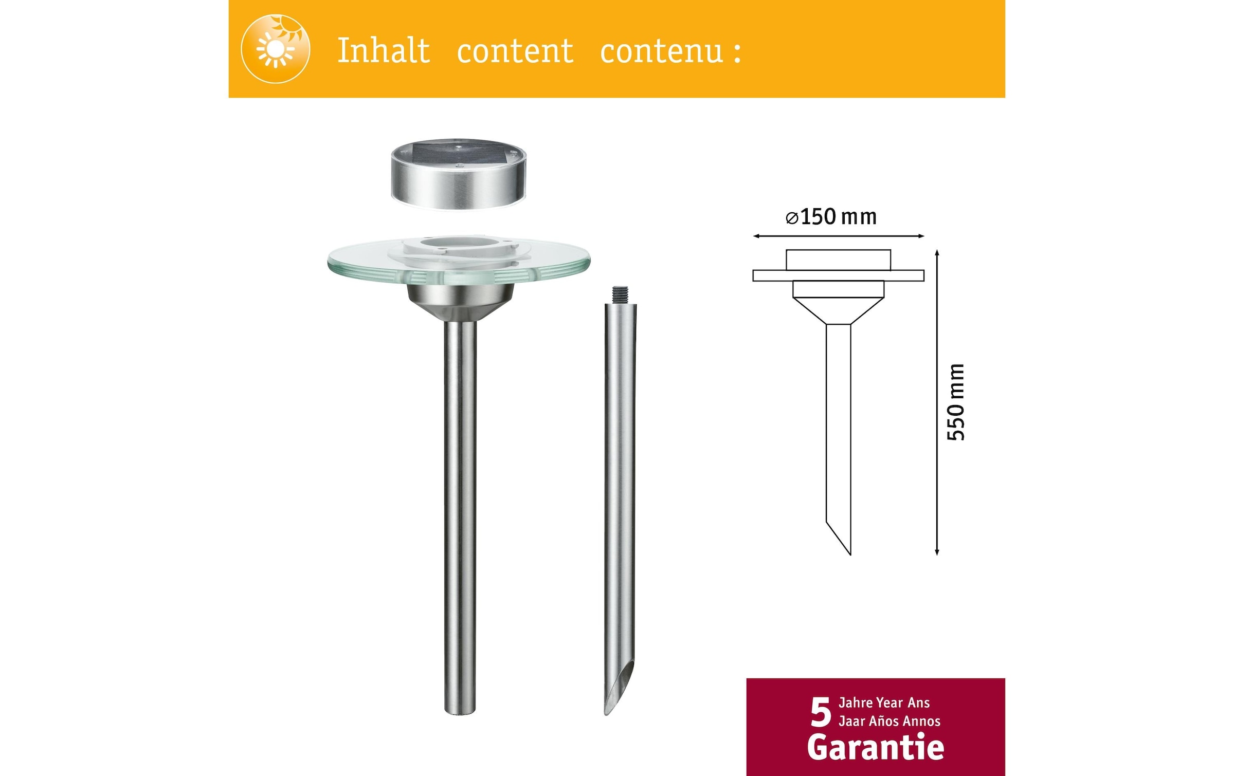 Paulmann LED Sockelleuchte »LED Solarspi«, 1 flammig