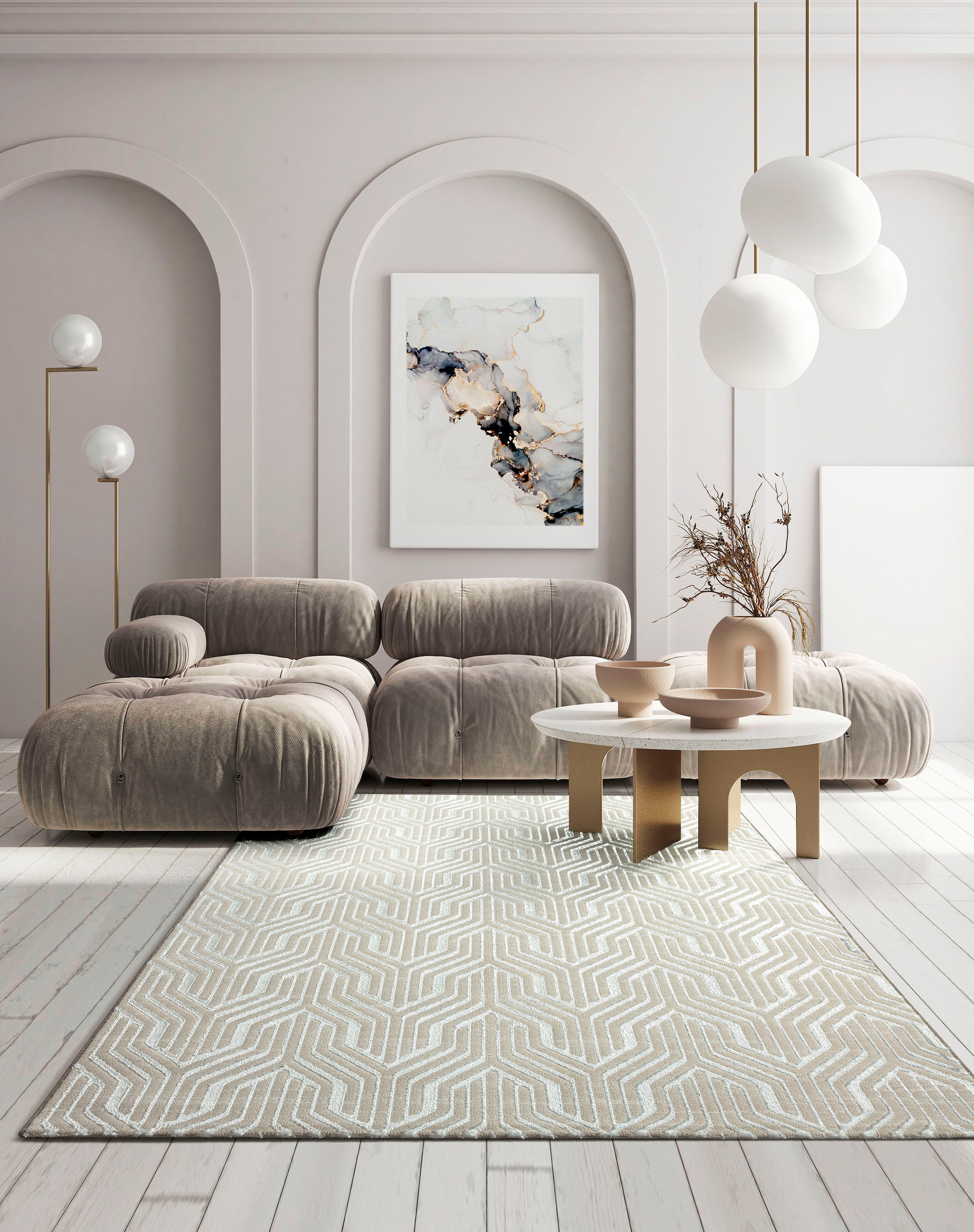 ❤ merinos Teppich »Creation 50057«, rechteckig, elegant, glänzend, Kurzflor,  pflegeleicht, Wohnzimmer bestellen im Jelmoli-Online Shop