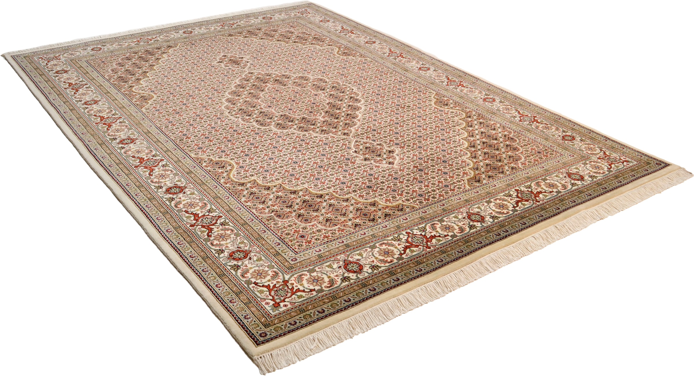 my home Orientteppich »Irrfan« rechteckig 12 mm Höhe handgeknüpft, Material: 80% Wolle, 20% Seide, mit Fransen