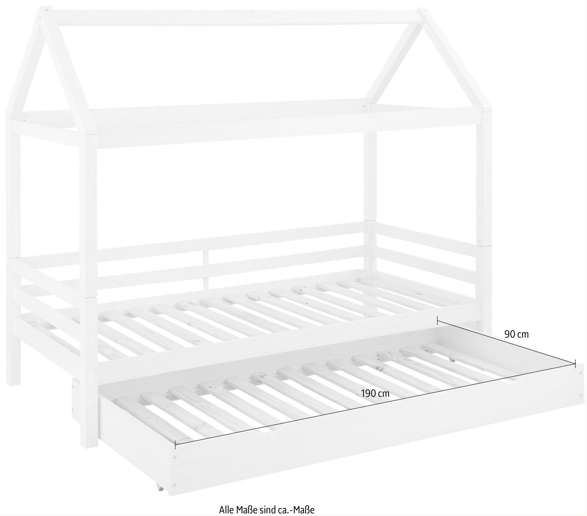 Lüttenhütt Kinderbett »Alpi«, inklusive Bettschubkasten und Lattenrost, Liegefläche 90x200 cm