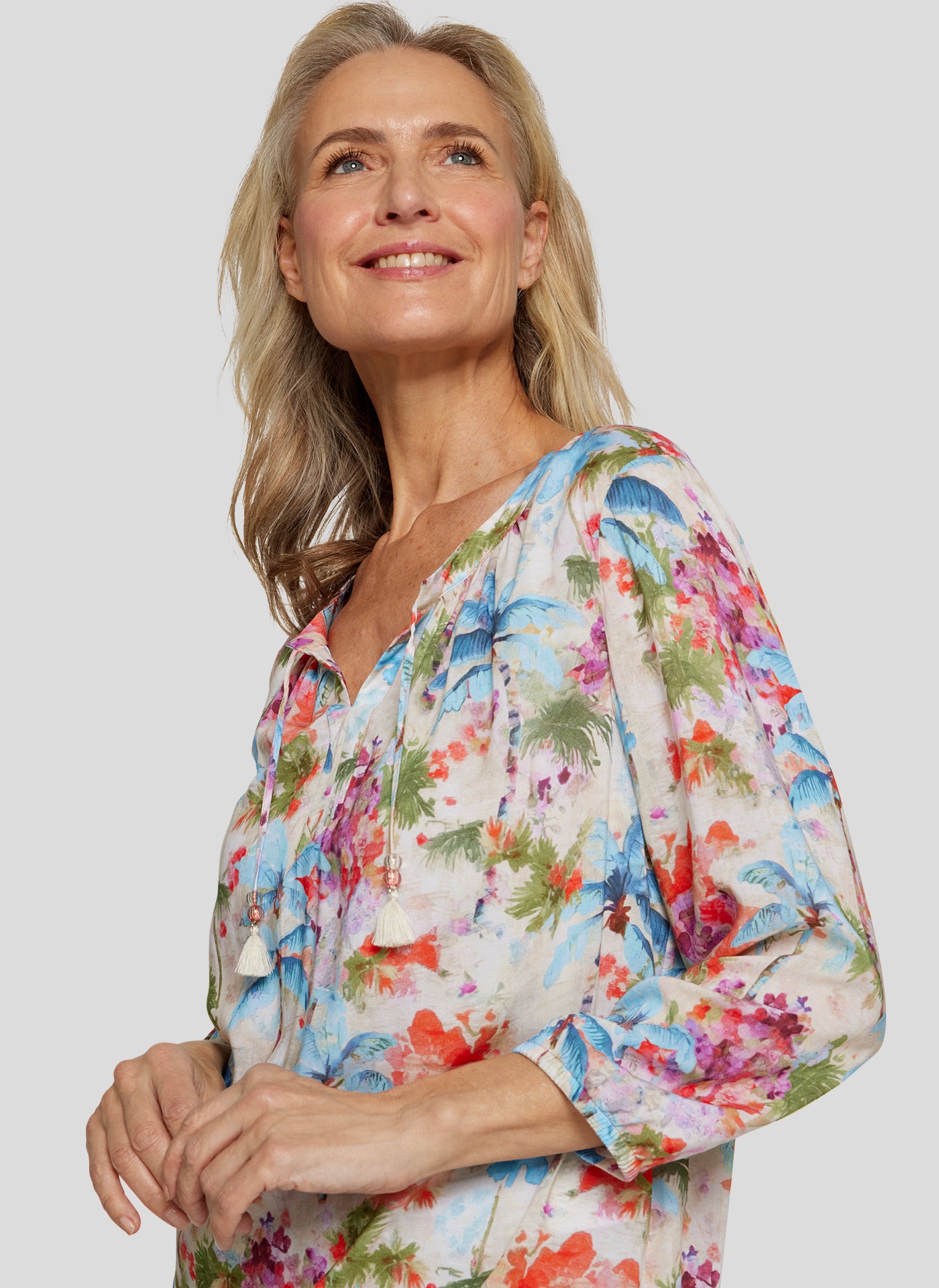 Rabe Druckbluse, im Tunika-Stil und mit floralem Muster