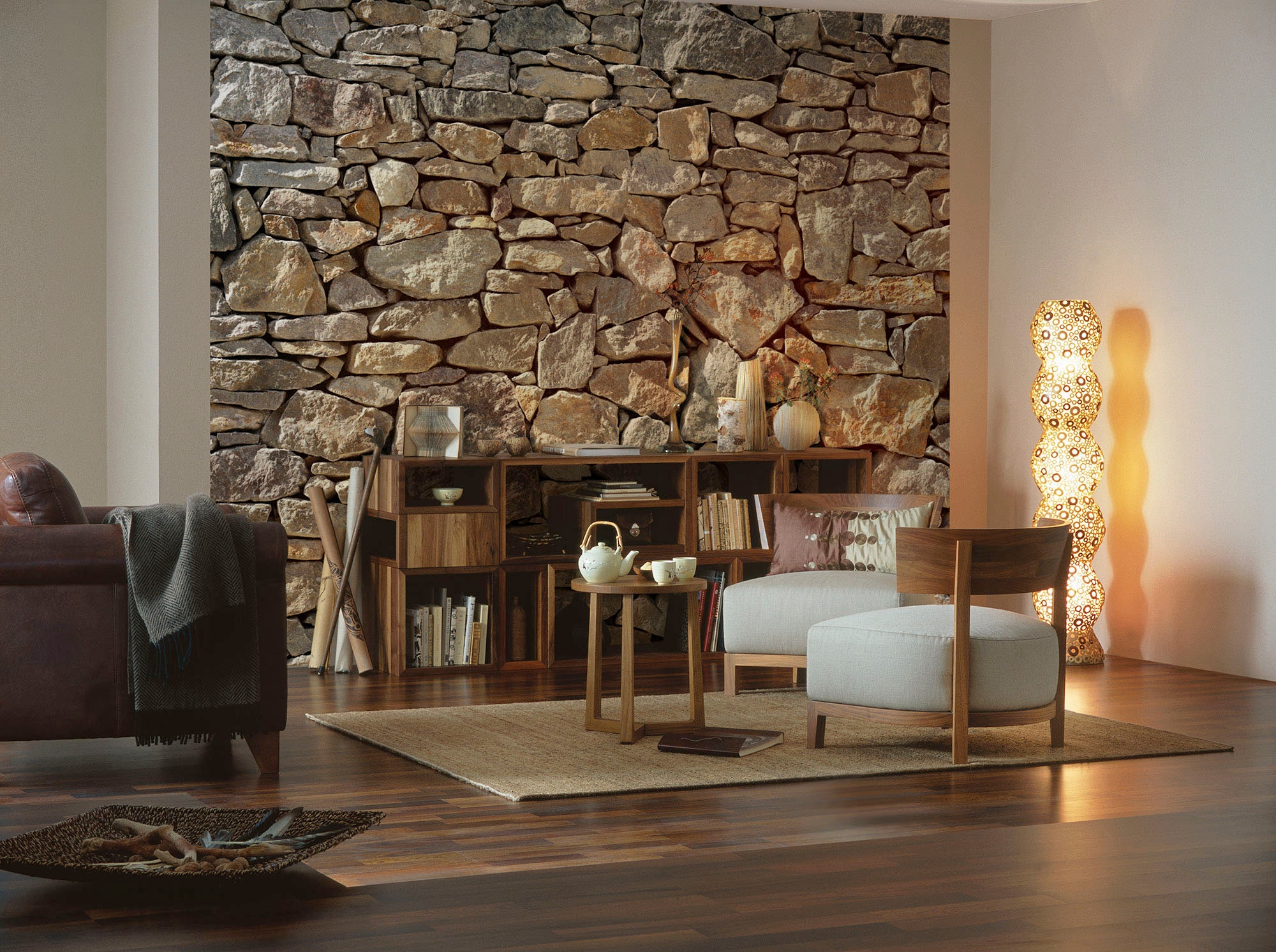 Komar Vliestapete »Digitaldruck Vlies - Stone Wall - Grösse 400 x 260 cm«, bedruckt, Wohnzimmer, Schlafzimmer