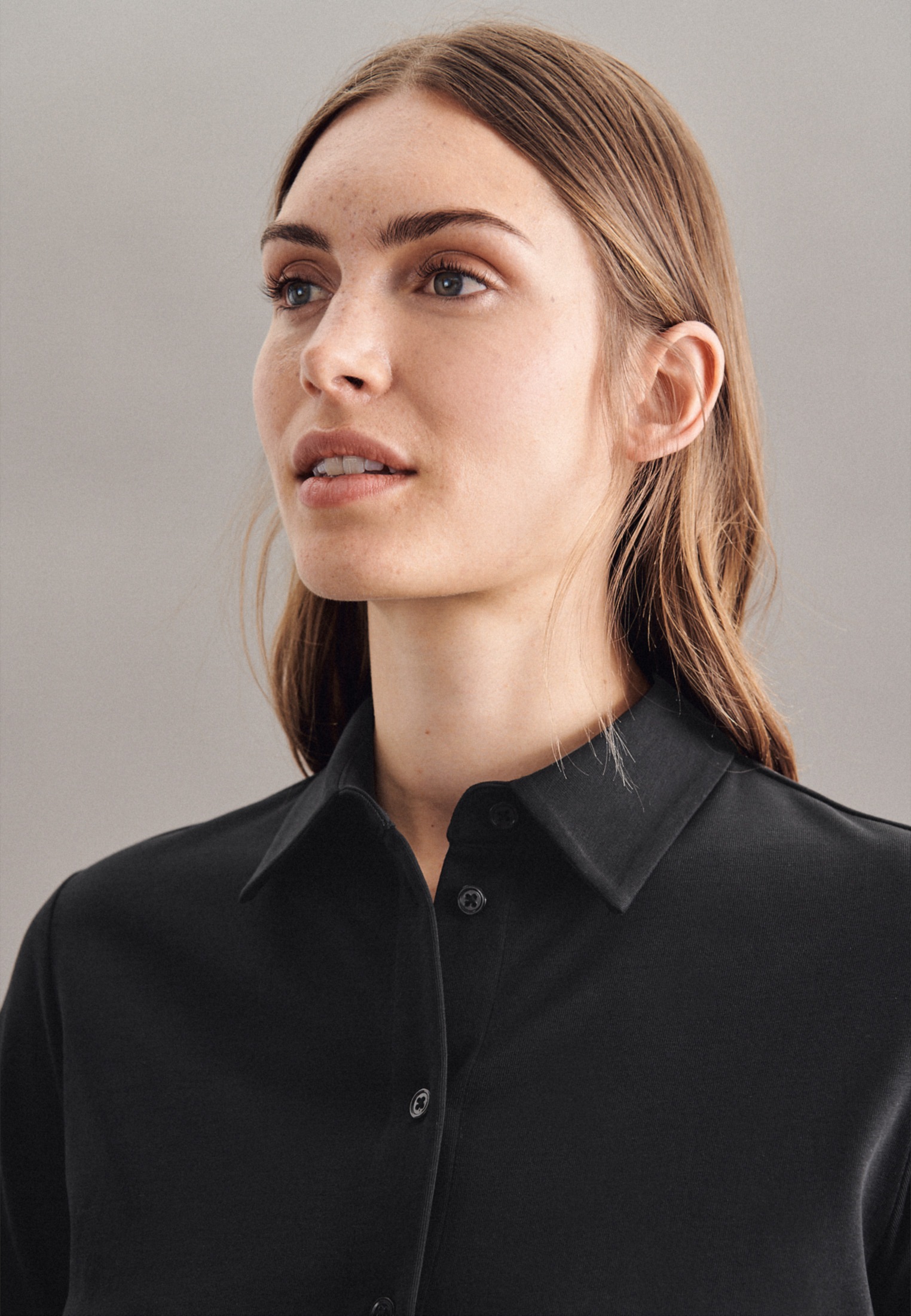 seidensticker Hemdbluse »Schwarze Rose«, Langarm Kragen Uni