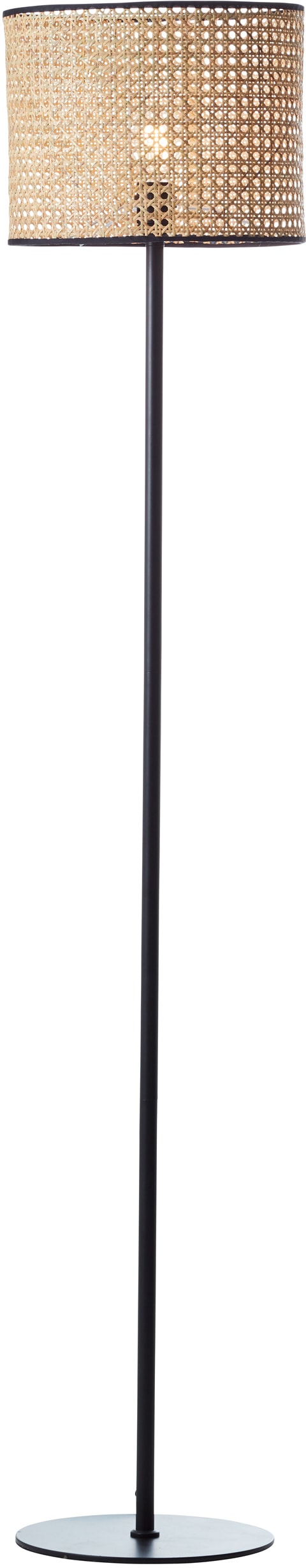 Brilliant Stehlampe »WILEY«, 1 flammig-flammig, 154 cm Höhe, Ø 30 cm, 1 x E27, Metall/Rattan, holz hell/schwarz