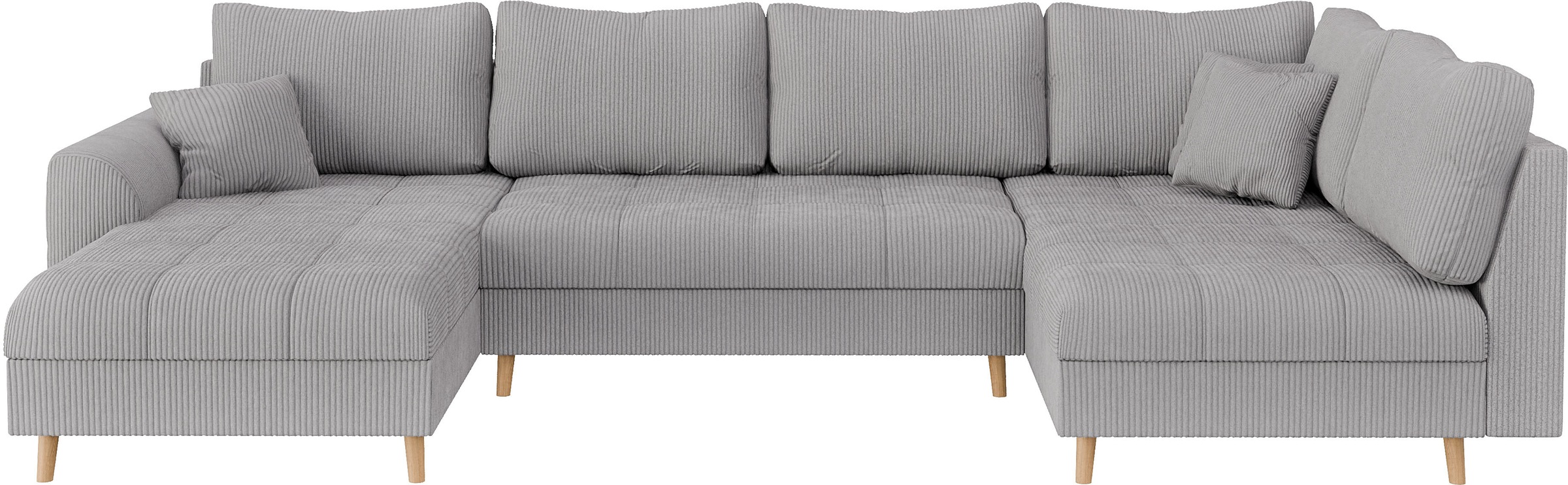 Home affaire Wohnlandschaft »CHARRE U-Form mit Ottomane, Masse B/T/H: 310/161/81 cm«, feine Steppung, lose Rücken- und Zierkissen, auch in Cord und Bouclé
