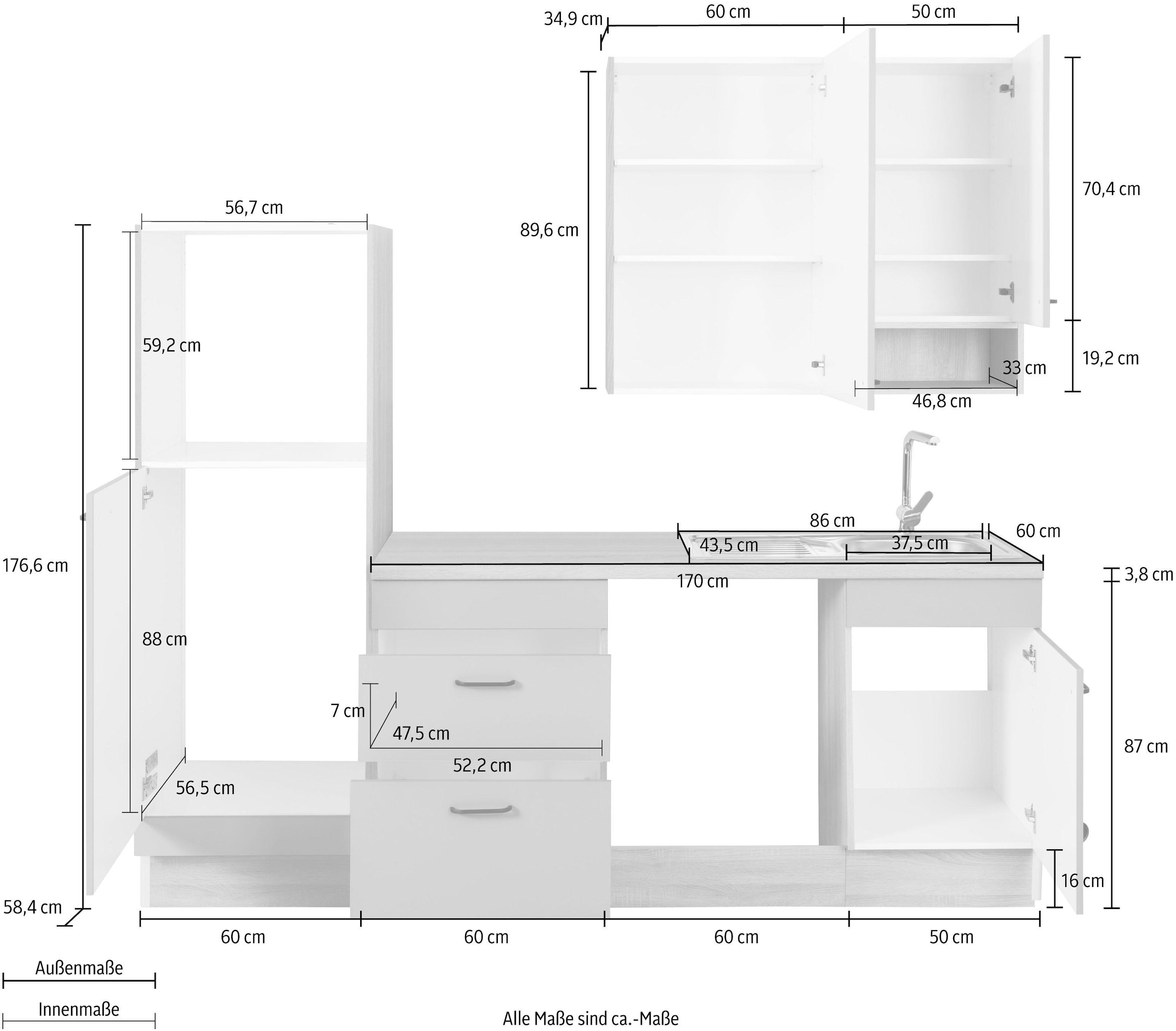 OPTIFIT Küchenzeile »Elga«, Premium-Küche, Soft-Close-Funktion, grossen Vollauszügen, Breite 230 cm